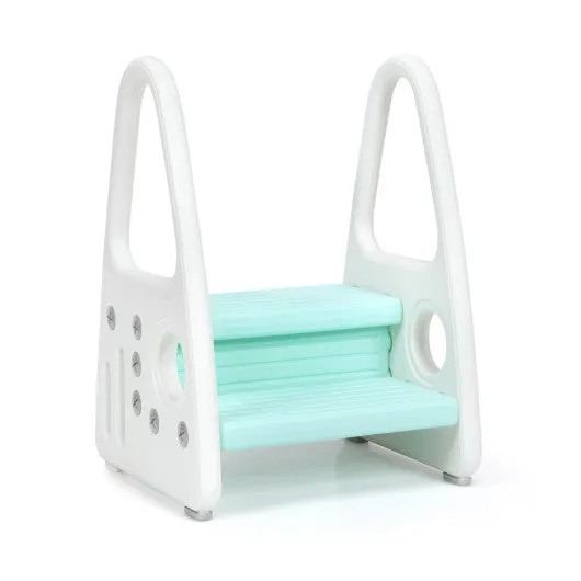 Kids Step Stool Learning Helper With Armrest for Kitchen Toilet Potty Training-Blue