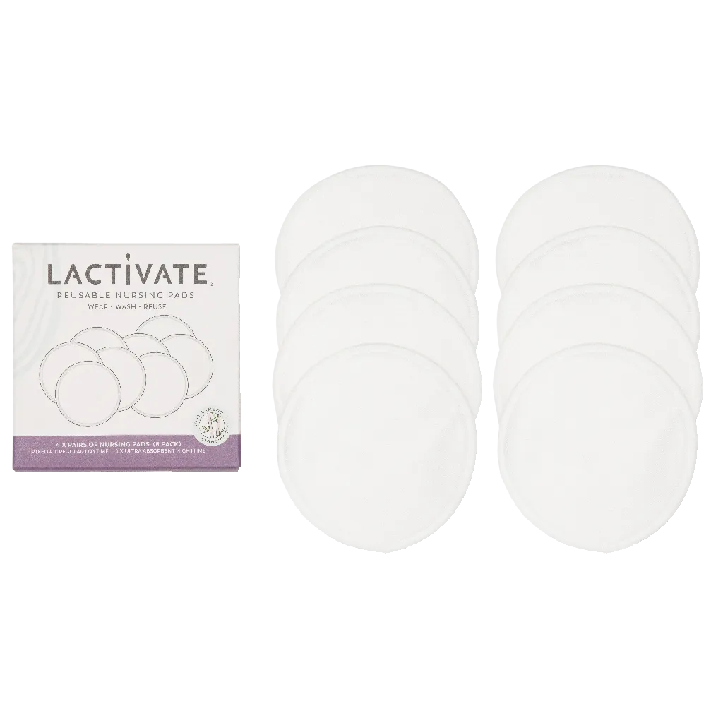 Lactivate Reusable Mixed White Nursing Pads - 8pk