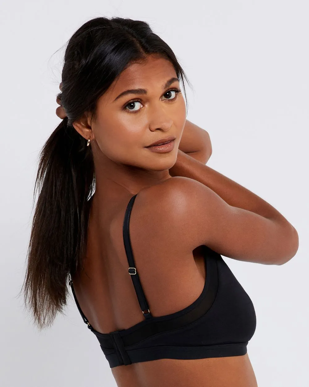 Mesh Trim Crossover Nursing Bra