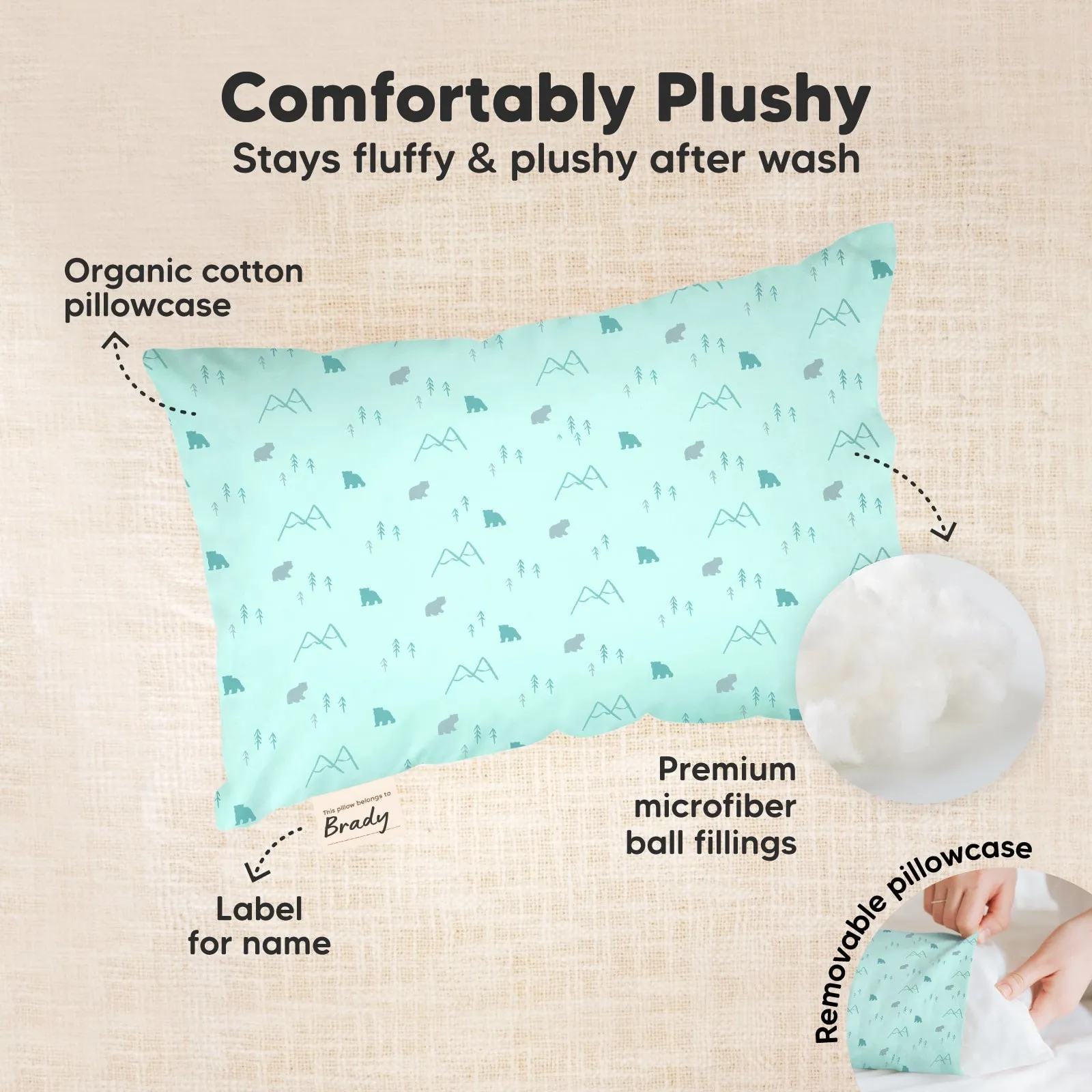 Mini Toddler Pillow With Pillowcase (Polar)