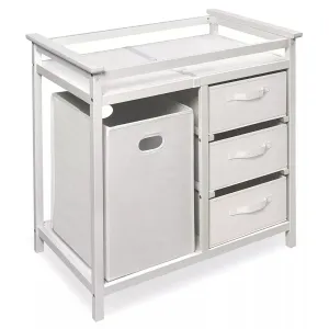 Modern Changing Table with Hamper - White