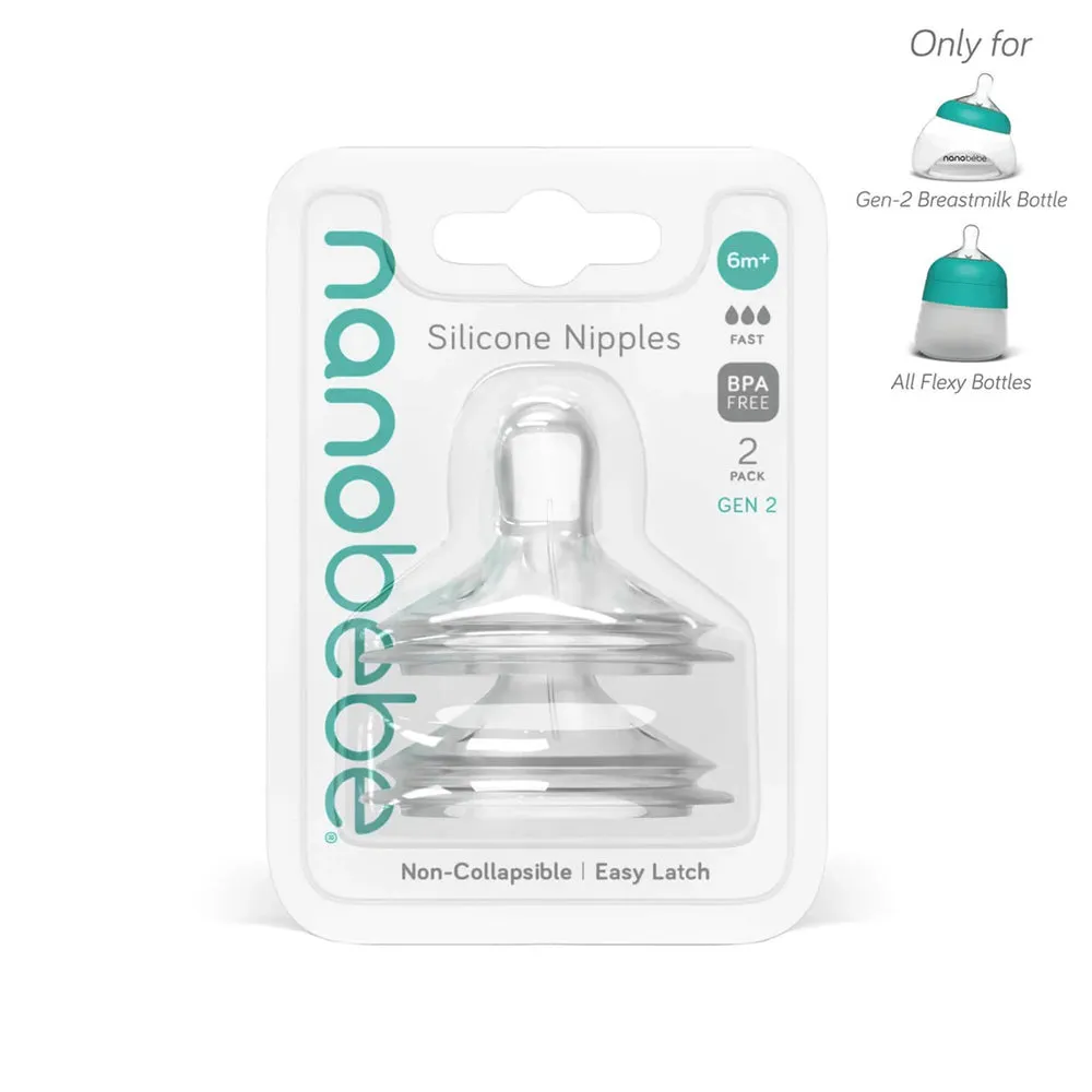 Nanobebe Silicone Teats 2pk GEN 2