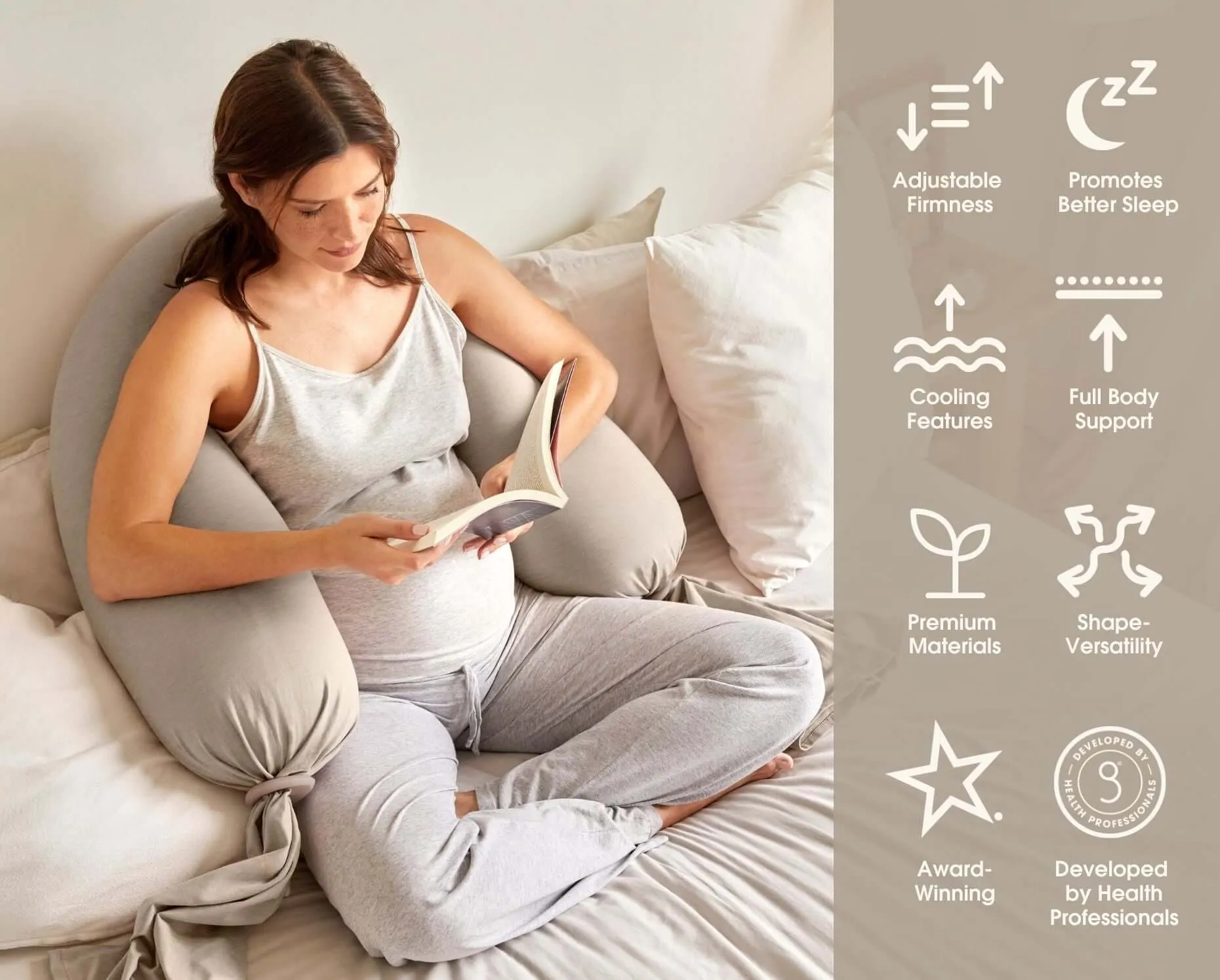 Nursing & Pregnancy Pillow | Seashell Beige