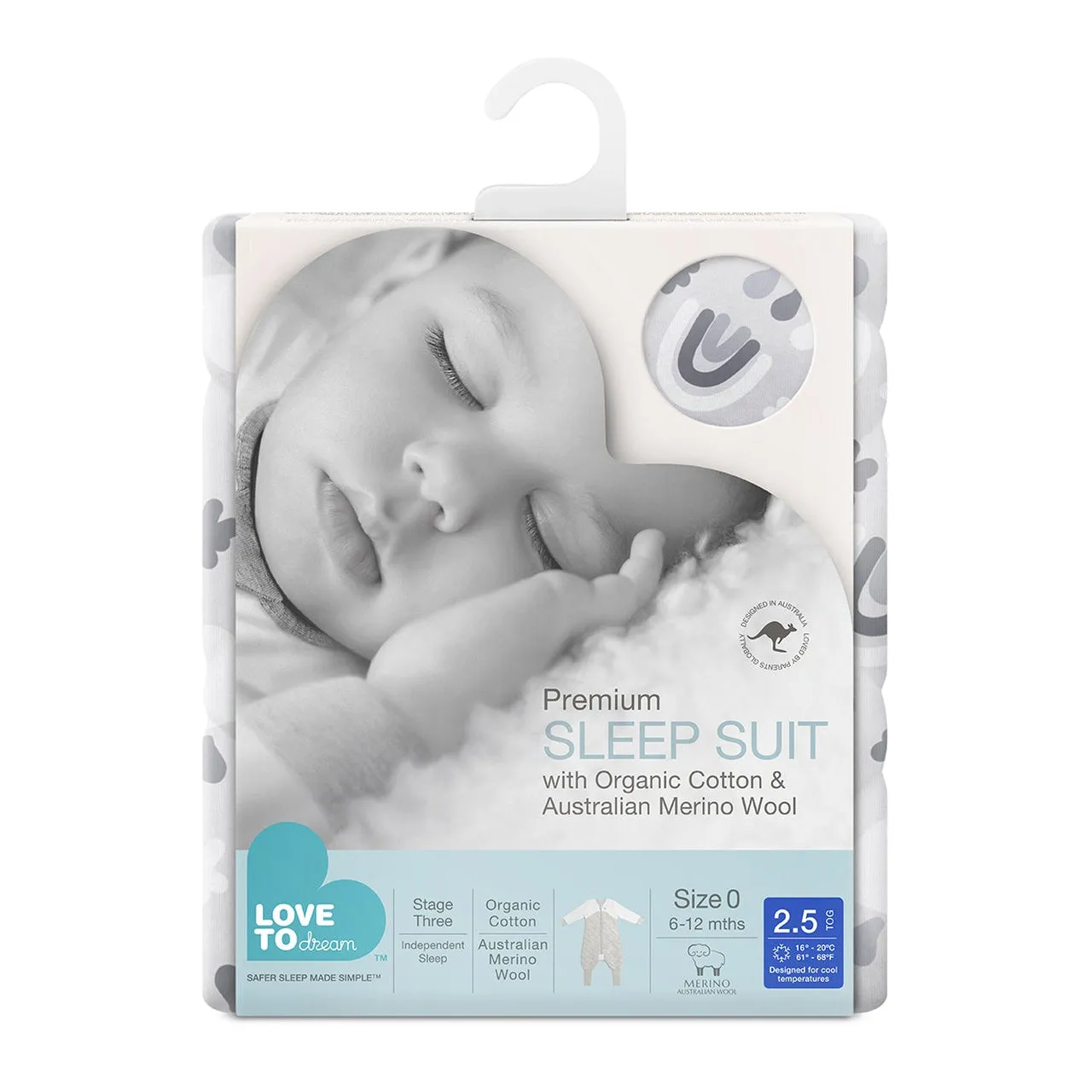 Organic Sleep Suit with Australian Merino Wool Warm 2.5 TOG