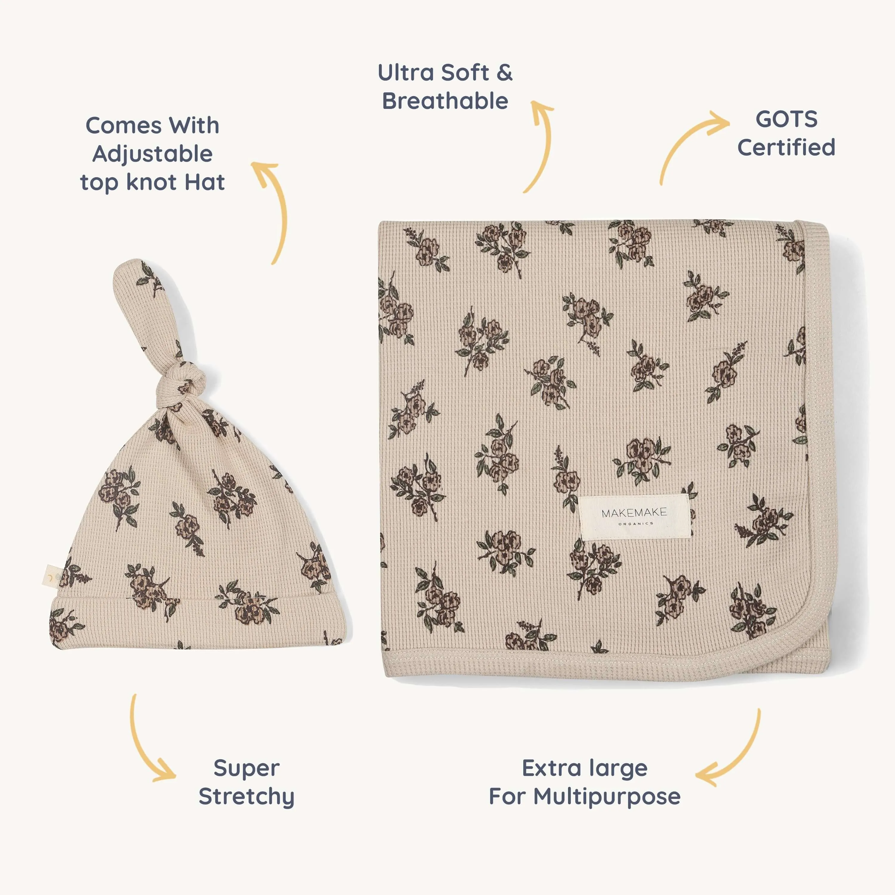 Posy | Organic Swaddle Blanket & Hat