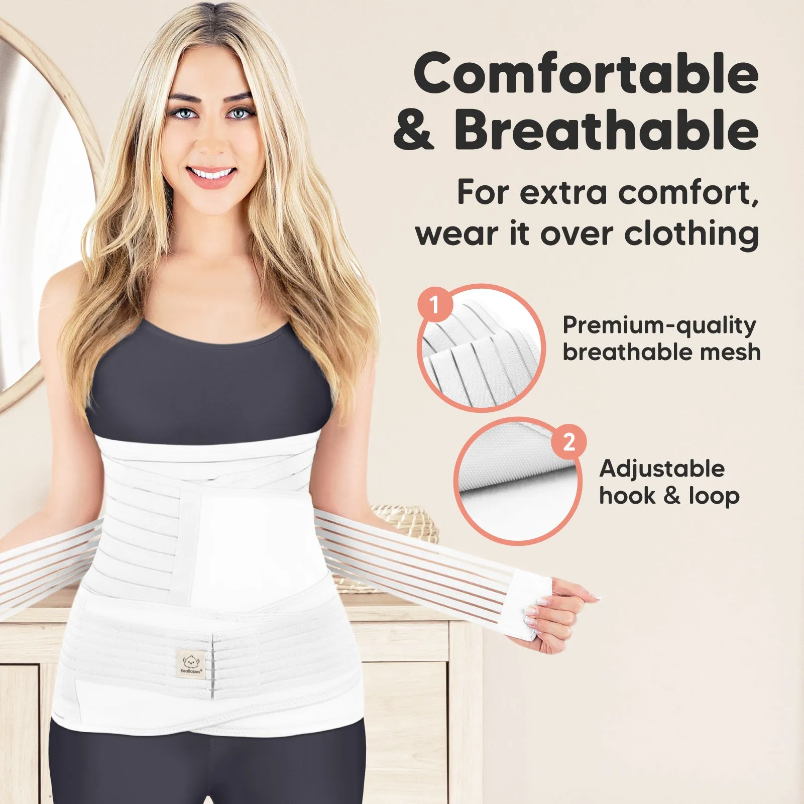 Revive 3-in-1 Postpartum Recovery Support Belt (Matte White)