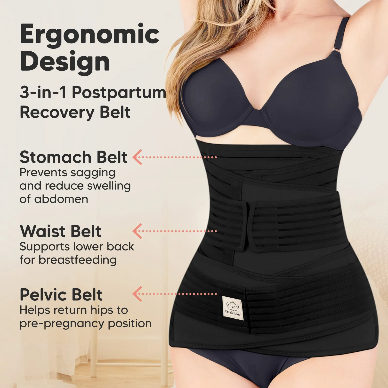 Revive 3-in-1 Postpartum Recovery Support Belt (Midnight Black)