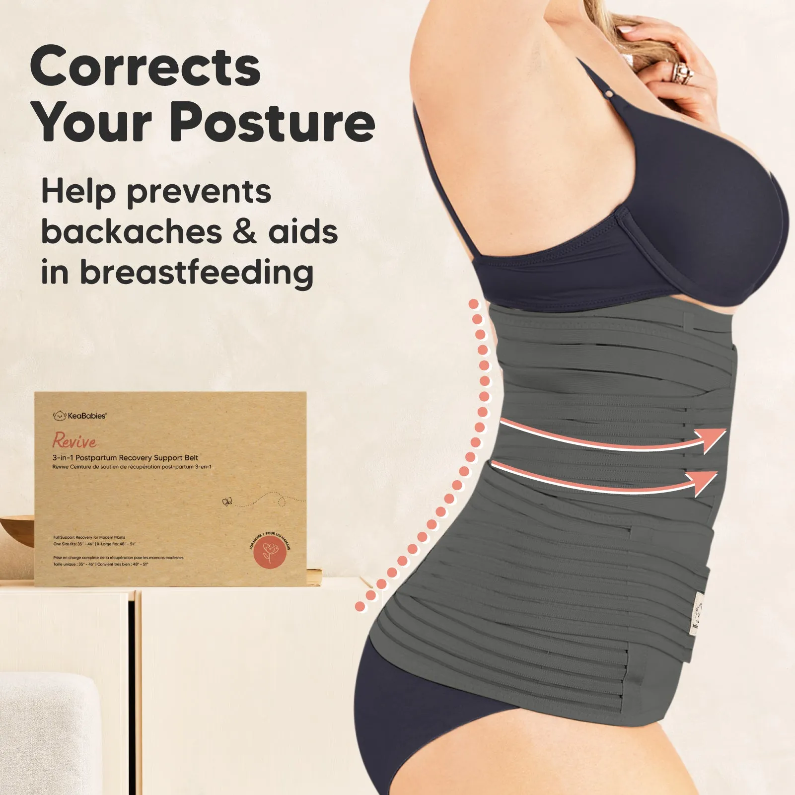 Revive 3-in-1 Postpartum Recovery Support Belt (Mystic Gray)