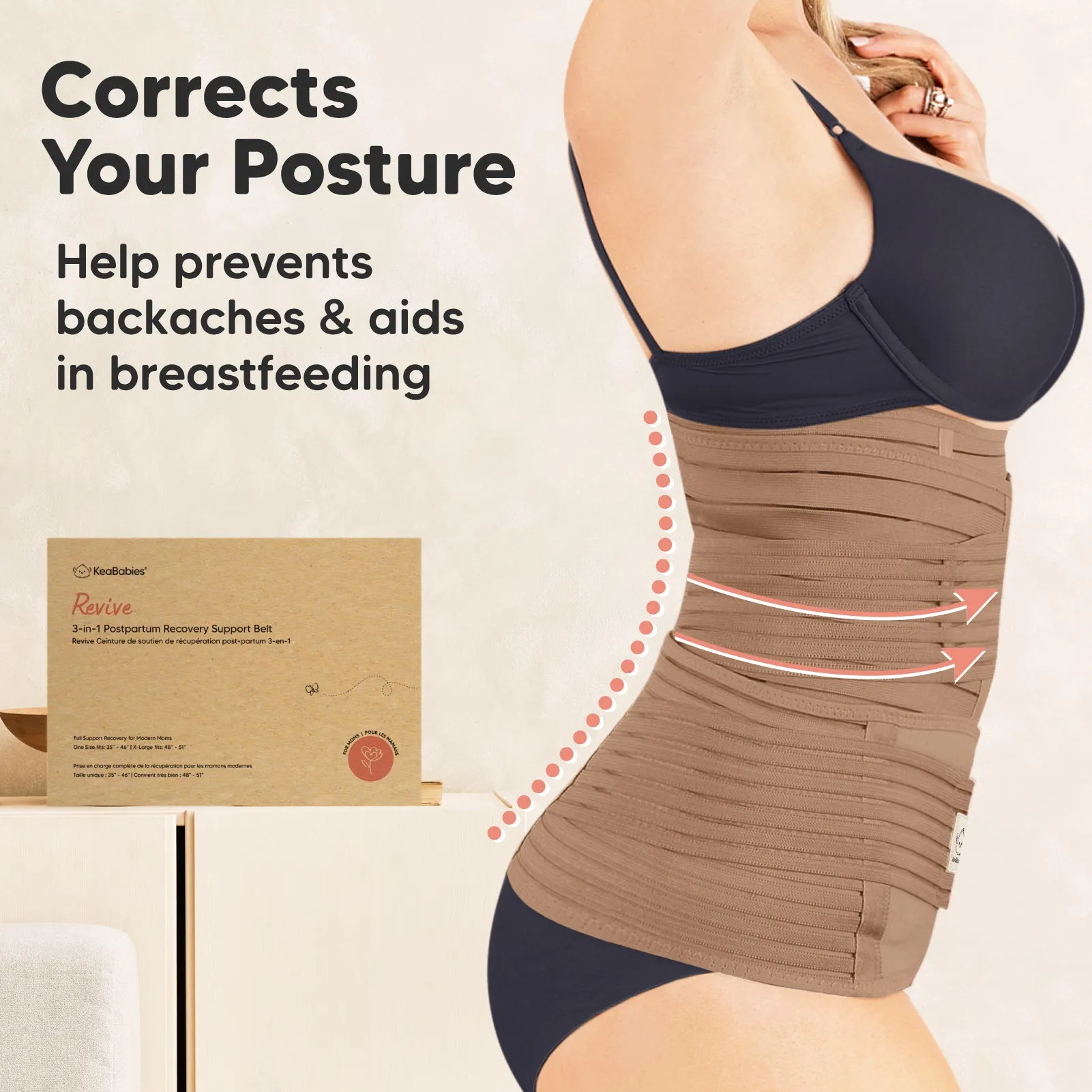 Revive 3-in-1 Postpartum Recovery Support Belt (Warm Tan)