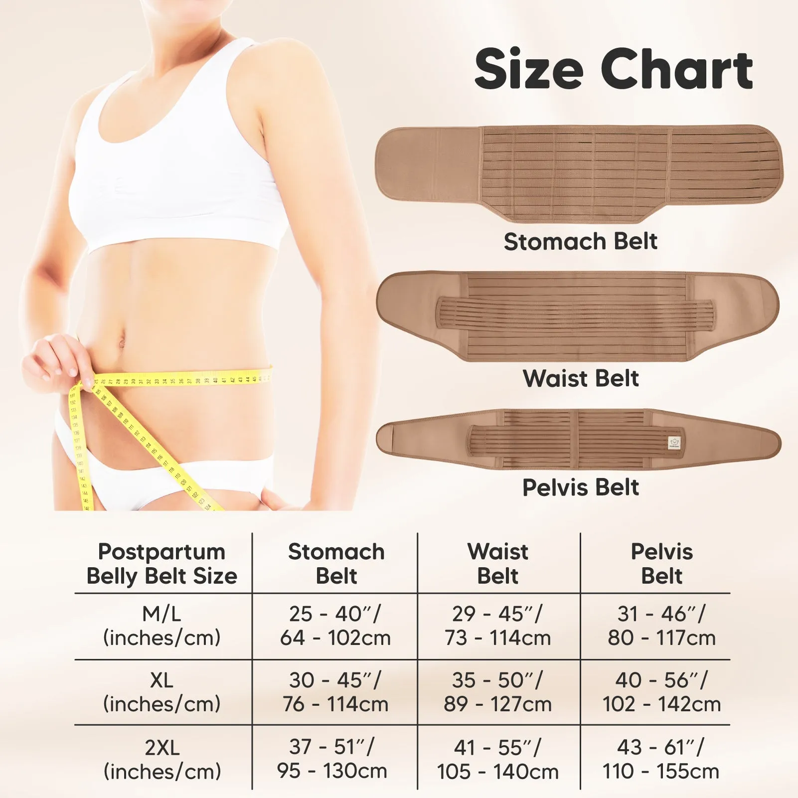 Revive 3-in-1 Postpartum Recovery Support Belt (Warm Tan)