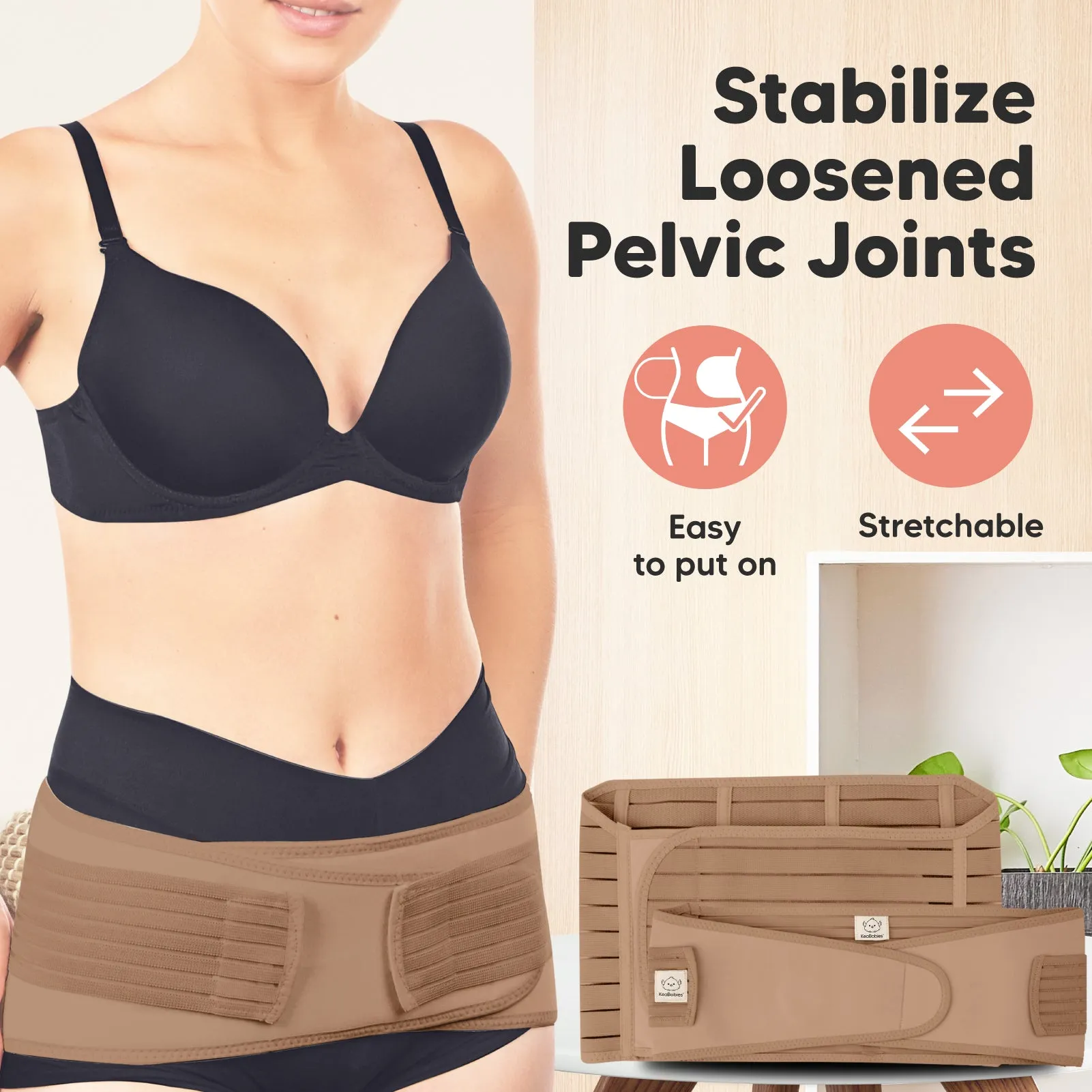Revive 3-in-1 Postpartum Recovery Support Belt (Warm Tan)