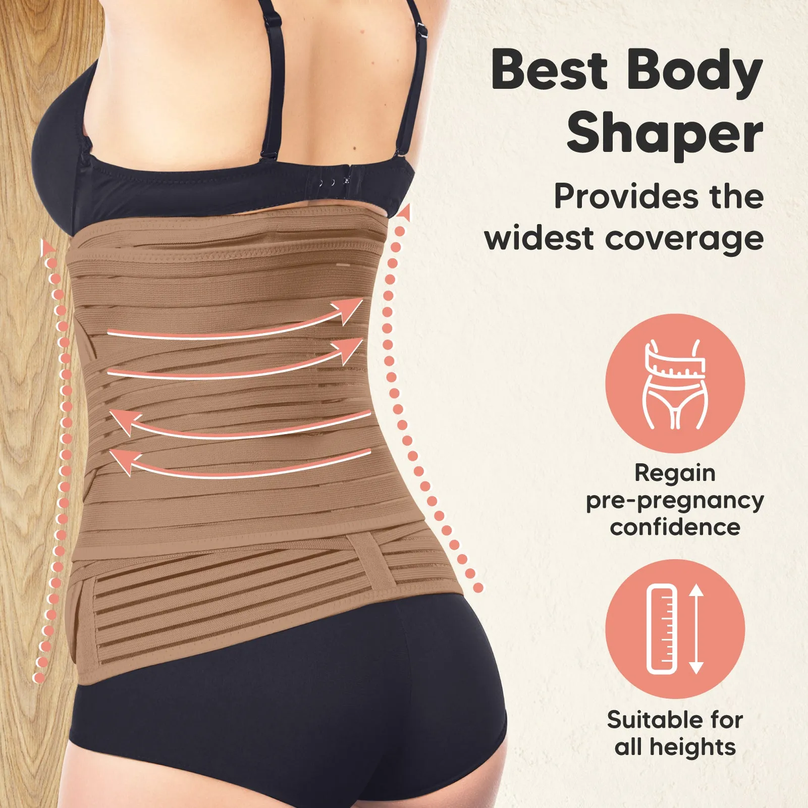 Revive 3-in-1 Postpartum Recovery Support Belt (Warm Tan)