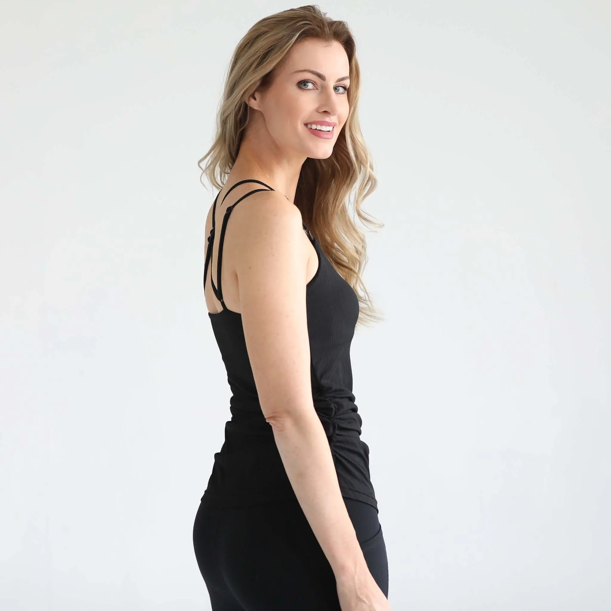 Sienna Light Support Nursing Cami Bra | Ribbed Noir