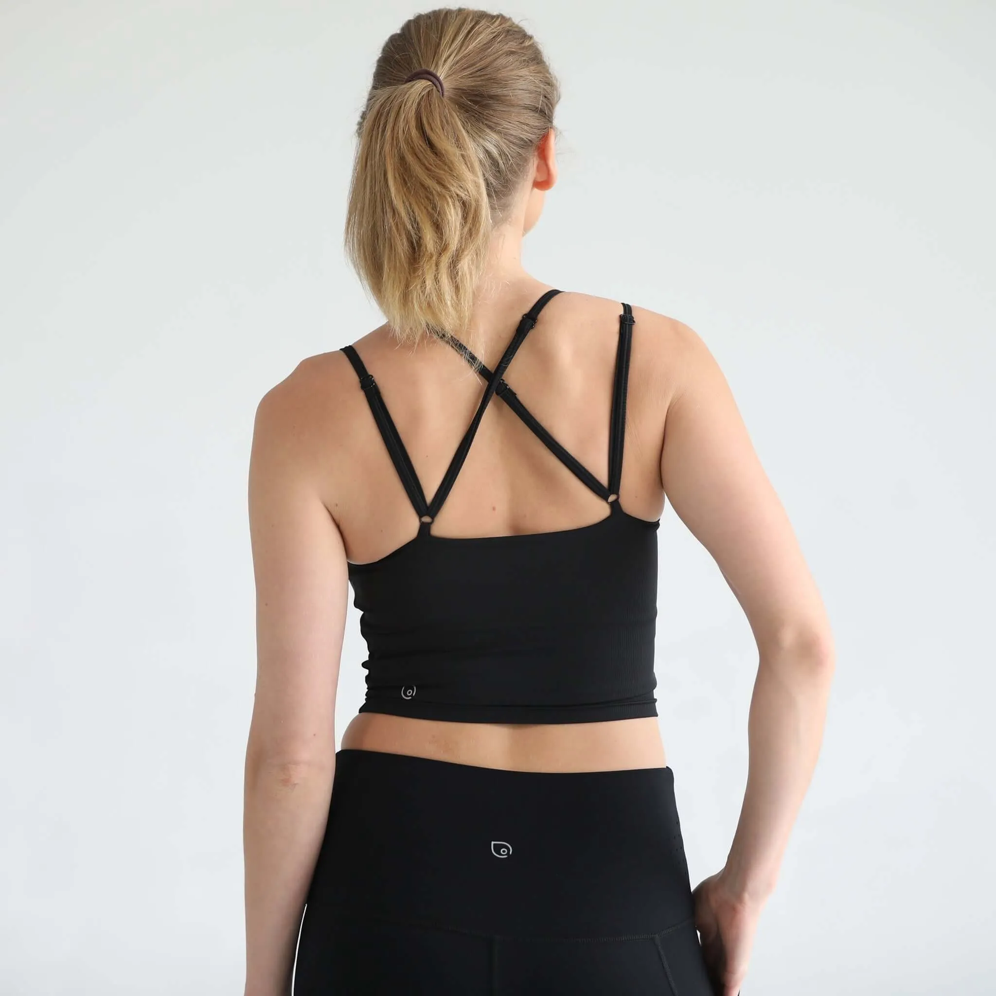 Sienna Light Support Nursing Crop Tank Bra | Ribbed Noir