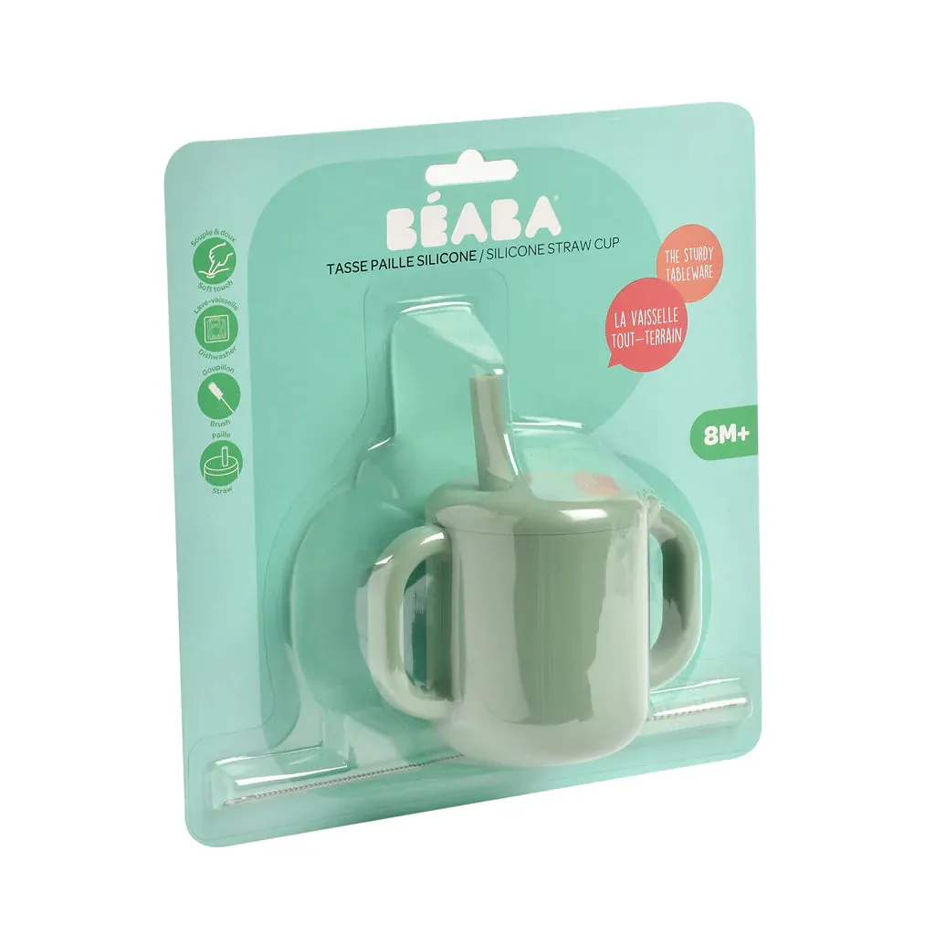 Silicone Straw Cup -  Sage Green