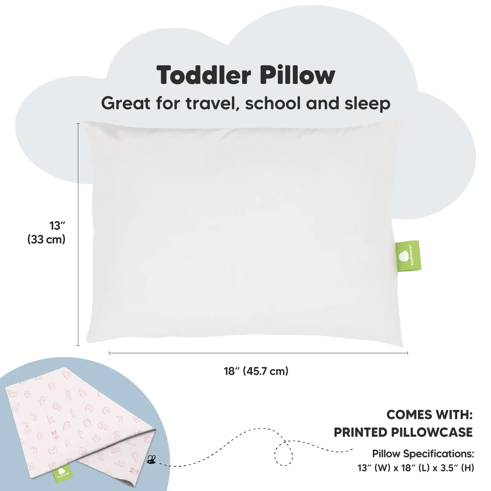 Toddler Pillow with Pillowcase (ABC Land Rose)