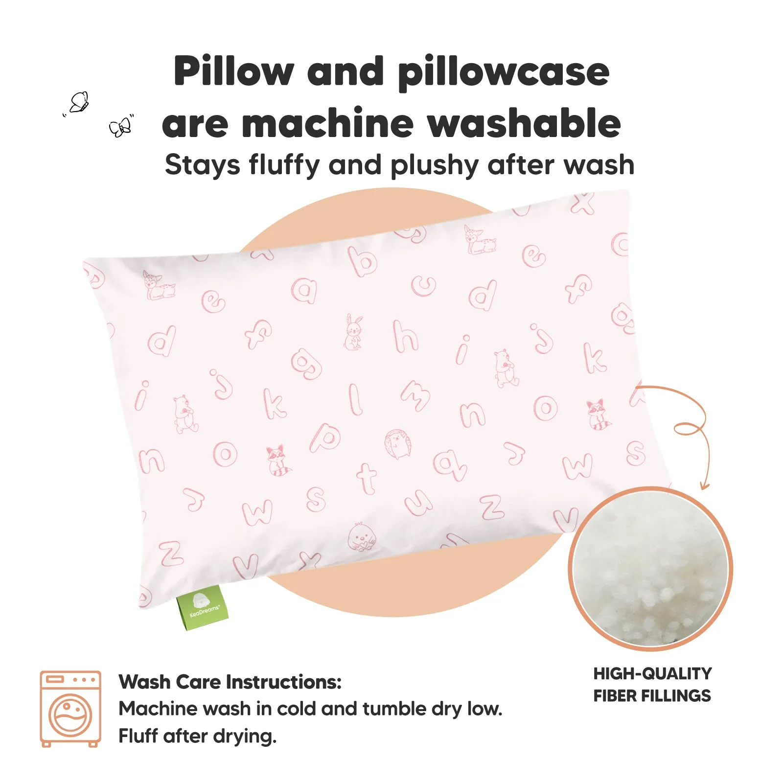 Toddler Pillow with Pillowcase (ABC Land Rose)