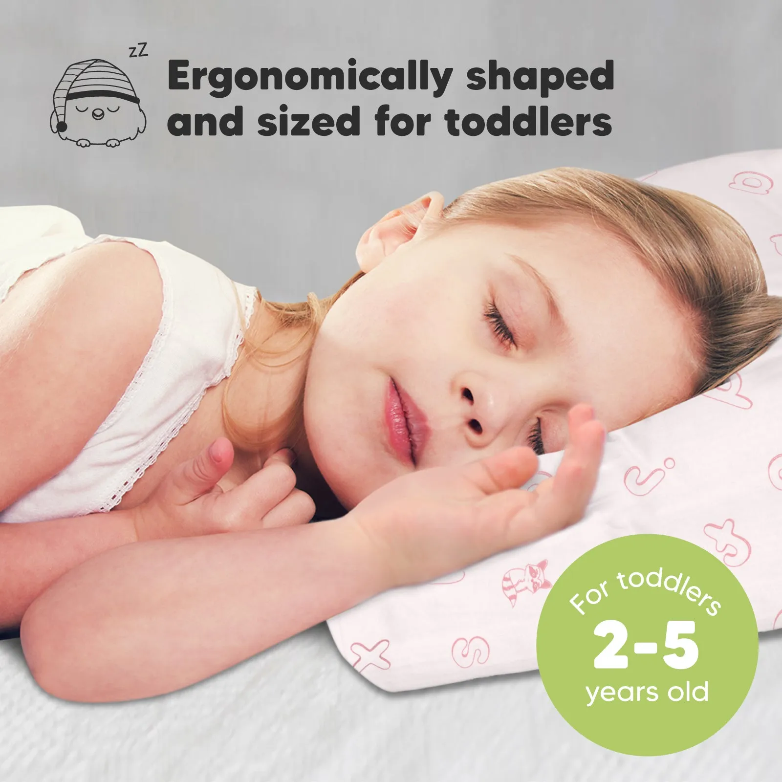 Toddler Pillow with Pillowcase (ABC Land Rose)