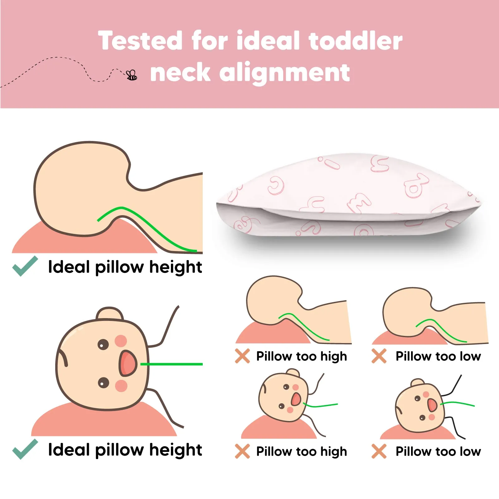 Toddler Pillow with Pillowcase (ABC Land Rose)