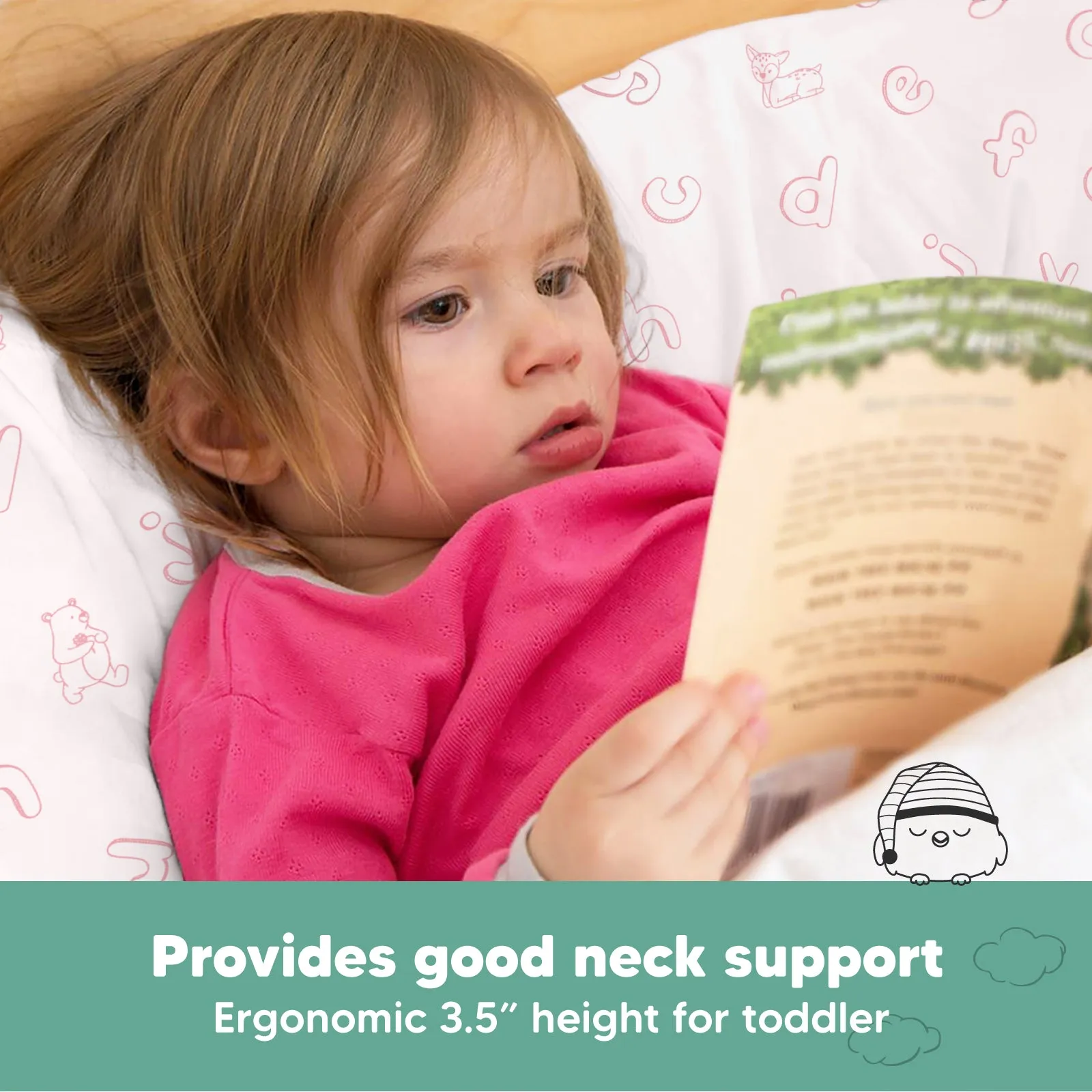 Toddler Pillow with Pillowcase (ABC Land Rose)