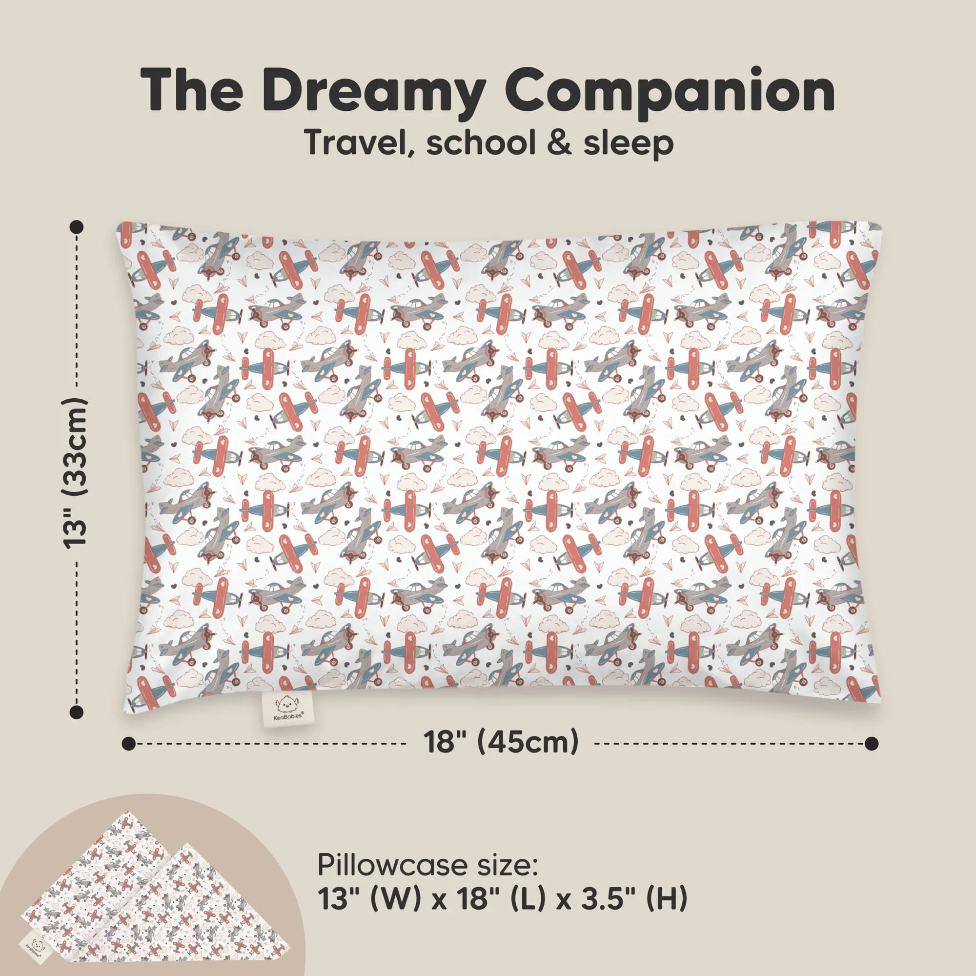 Toddler Pillow with Pillowcase (Aircraft)