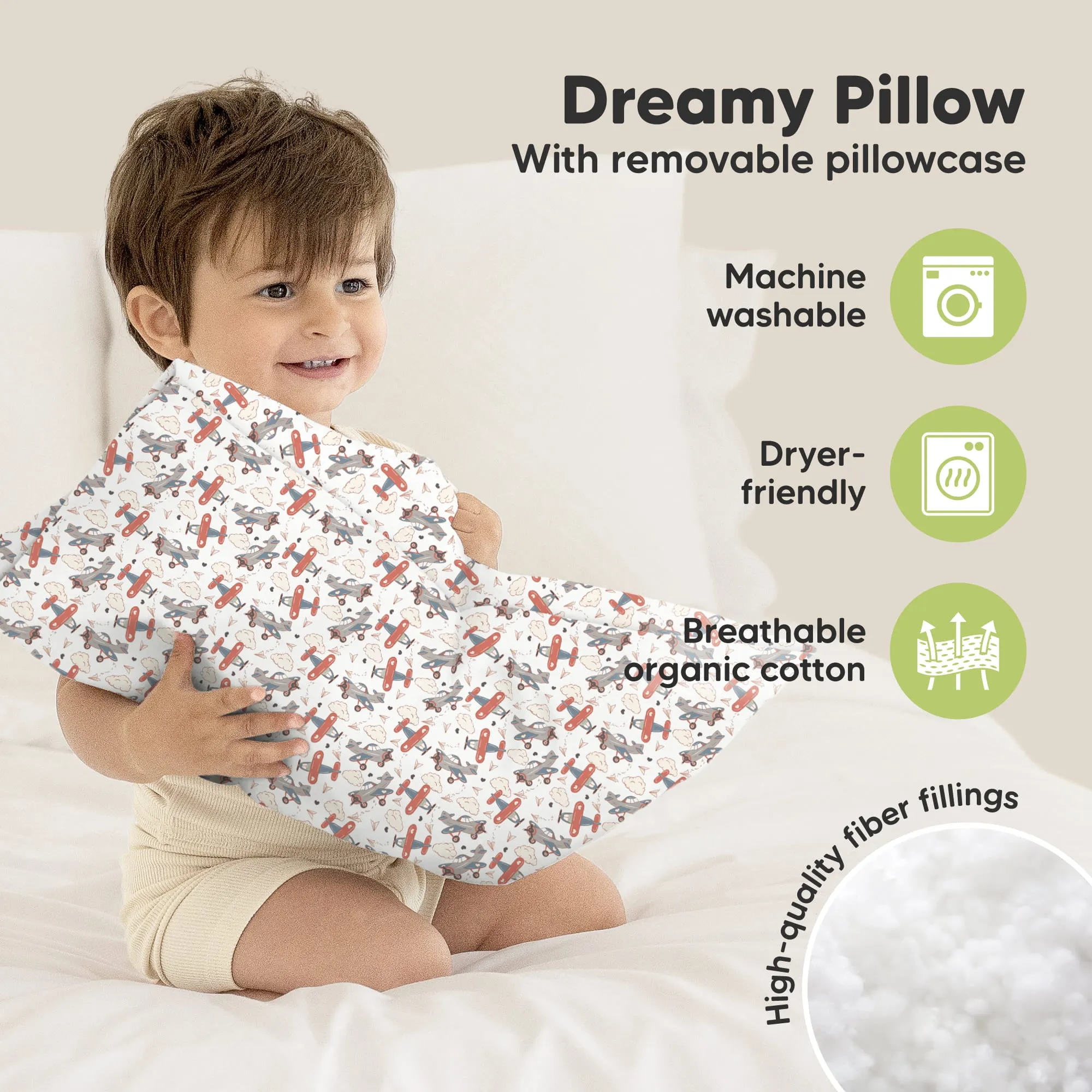 Toddler Pillow with Pillowcase (Aircraft)