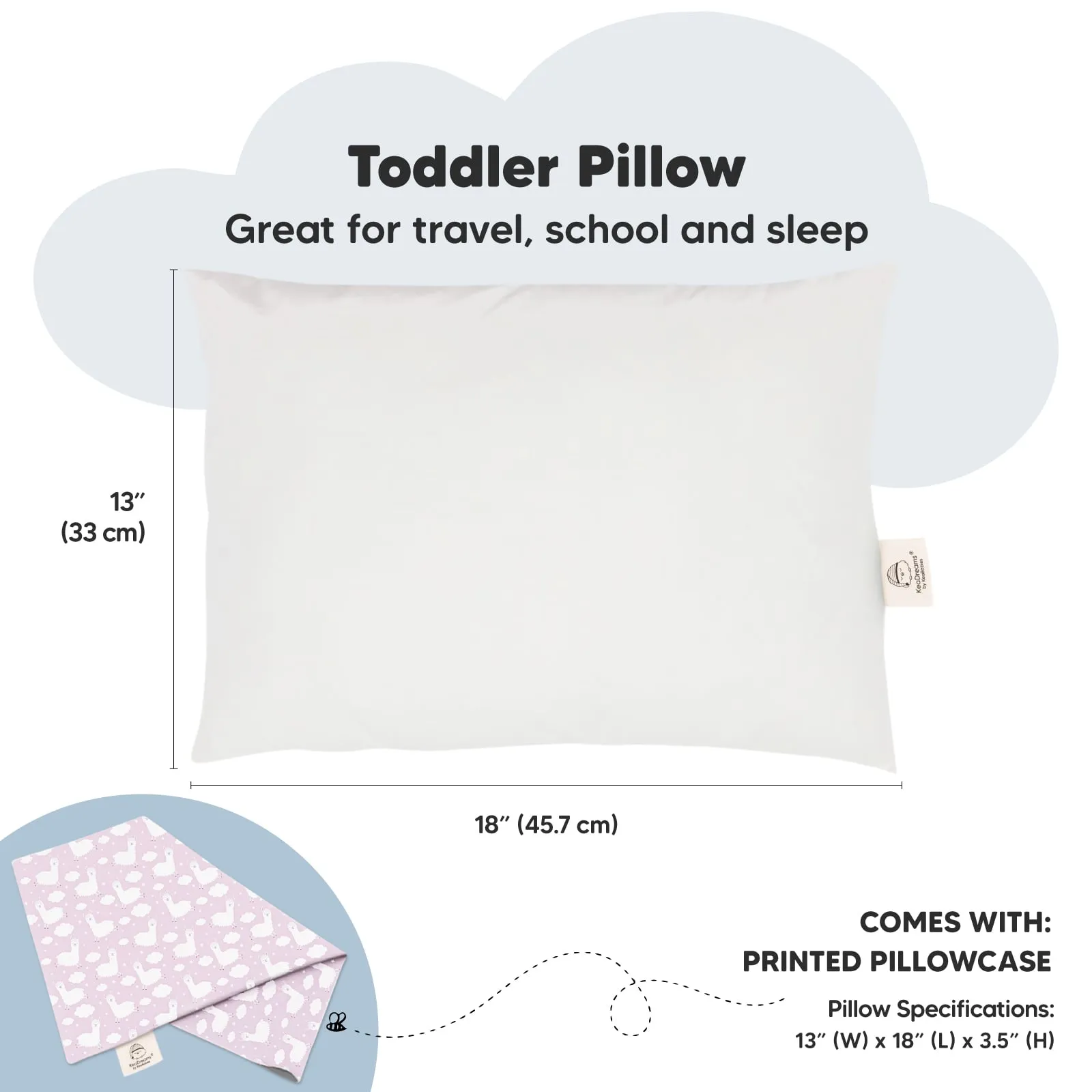 Toddler Pillow with Pillowcase (Alpacas)