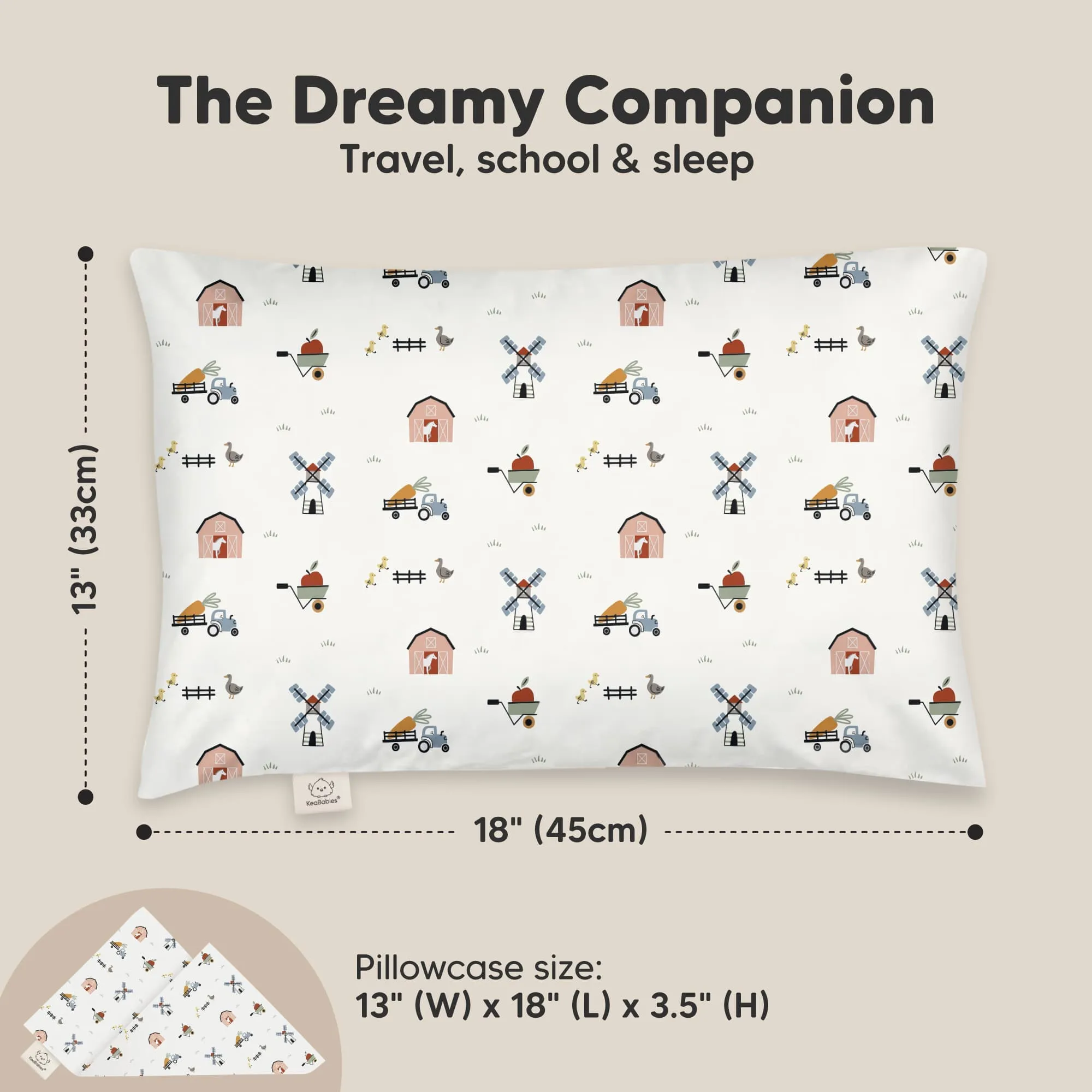 Toddler Pillow with Pillowcase (Barn)