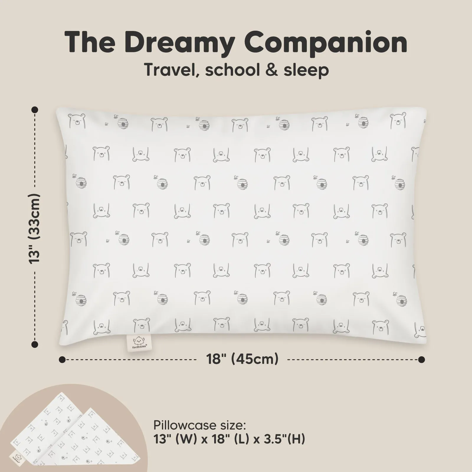 Toddler Pillow with Pillowcase (Bumble Bear)