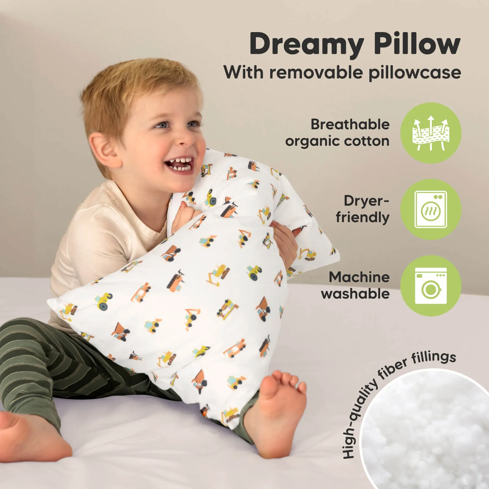 Toddler Pillow with Pillowcase (Construction)