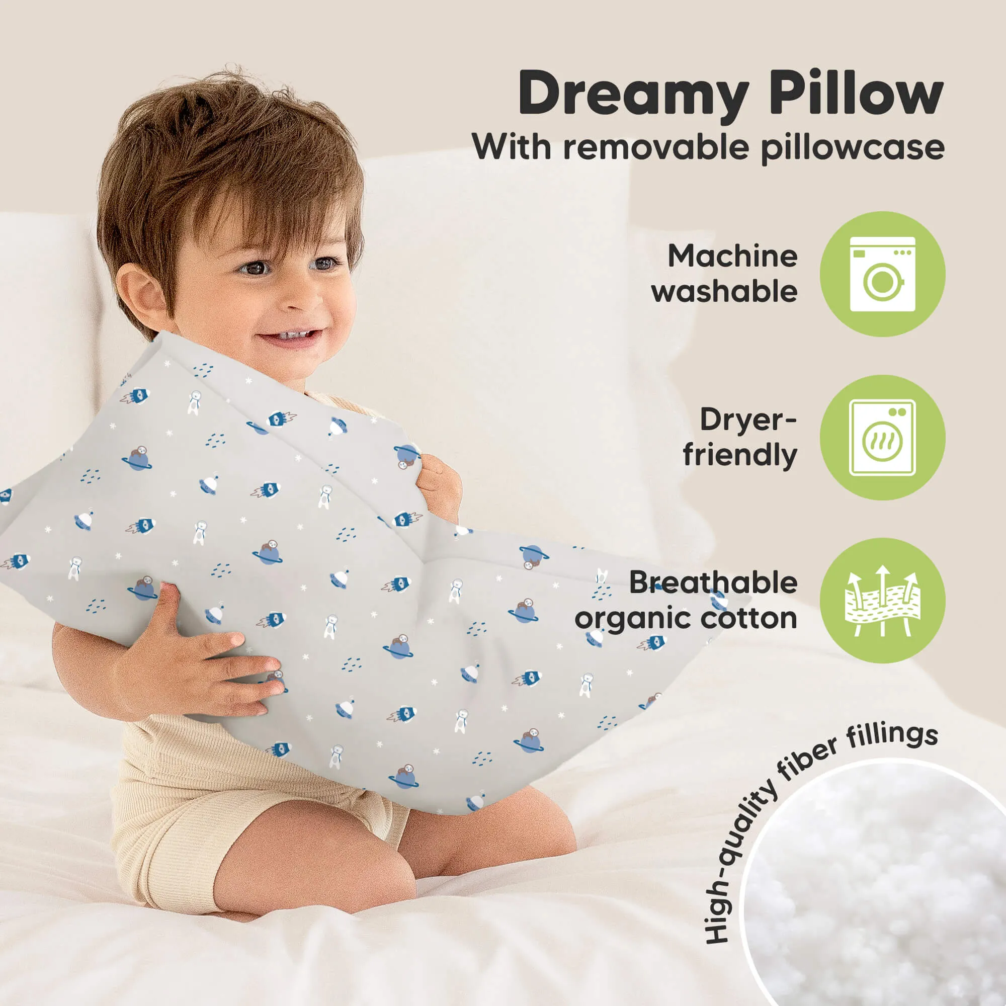 Toddler Pillow with Pillowcase (Cosmo)