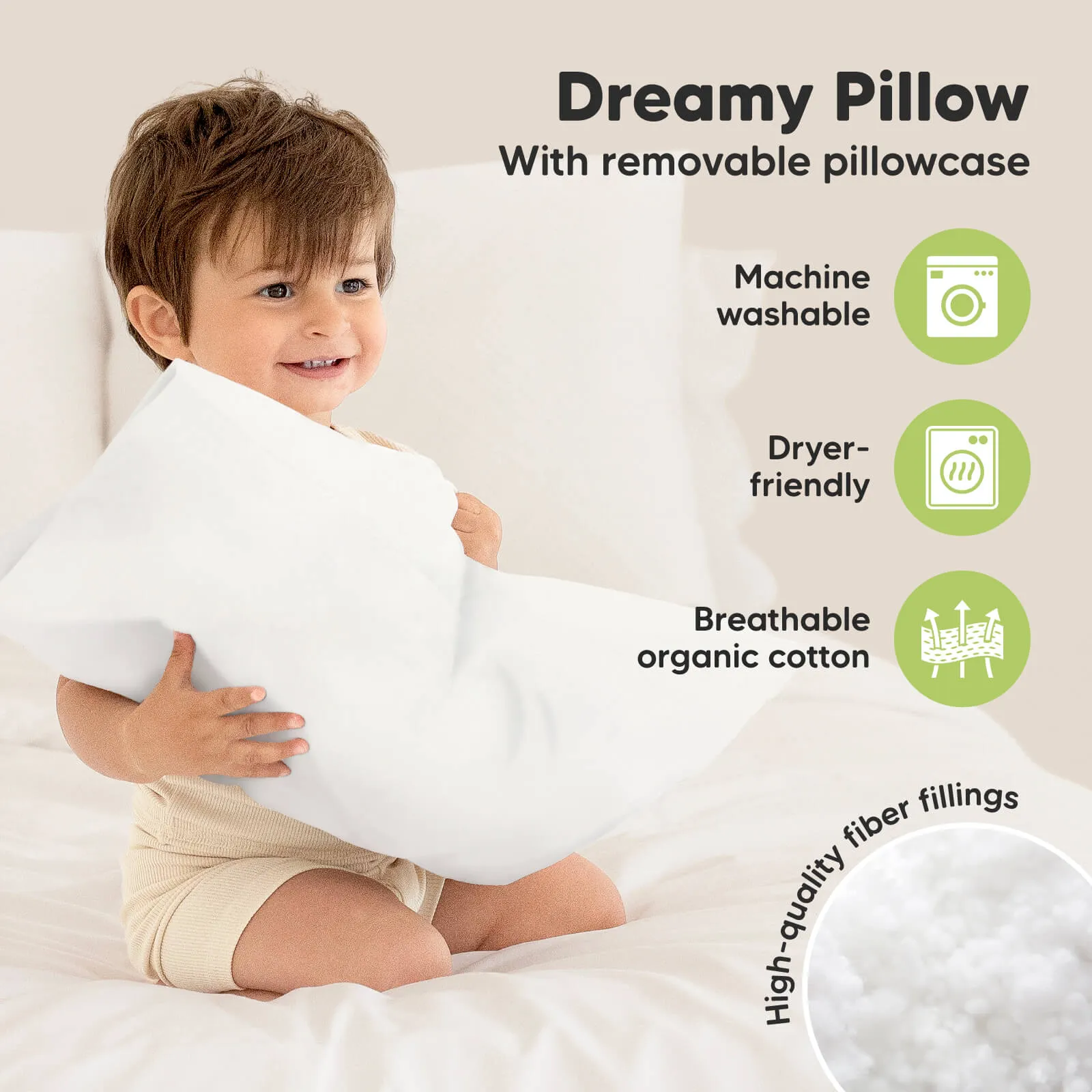 Toddler Pillow with Pillowcase (Dino123)
