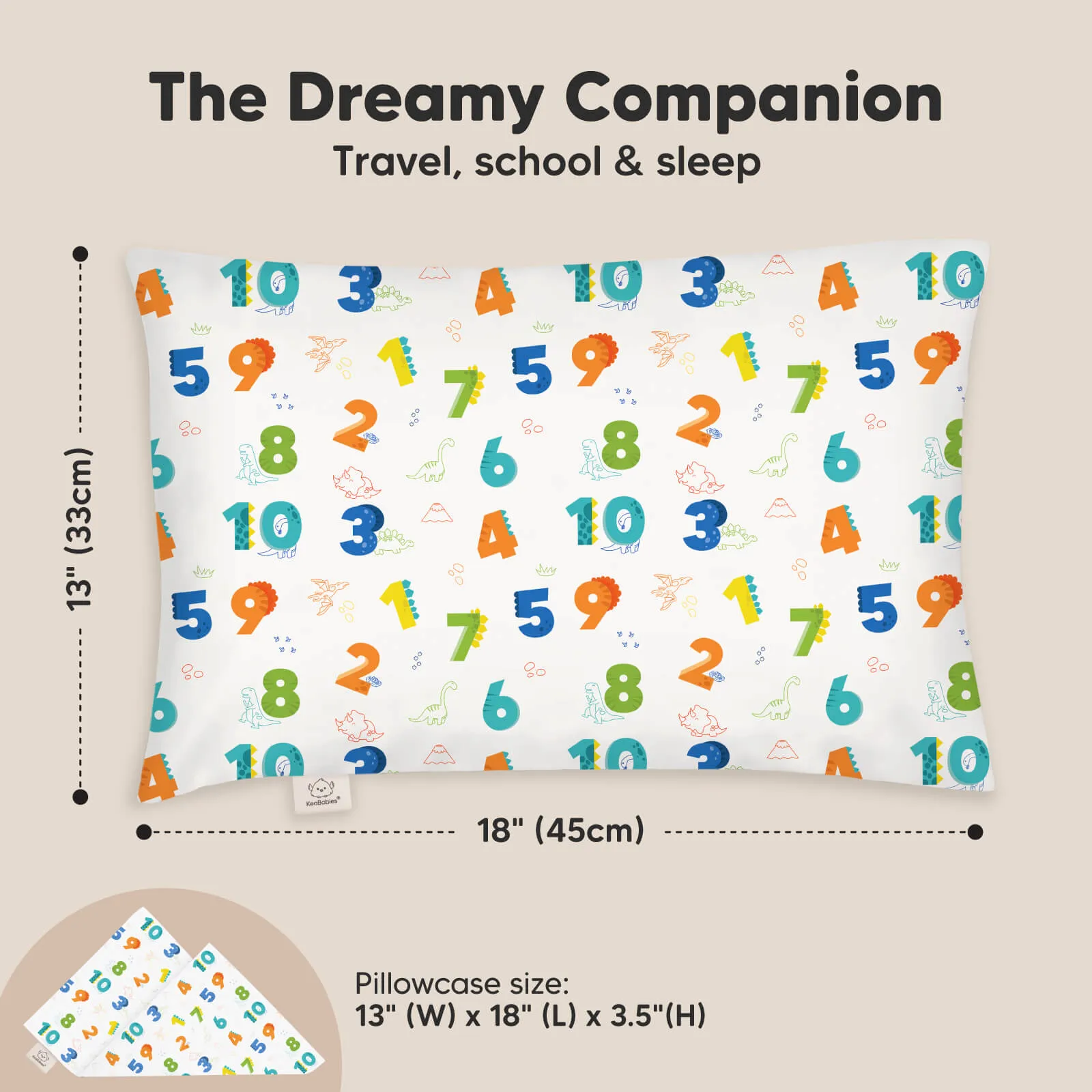 Toddler Pillow with Pillowcase (Dino123)