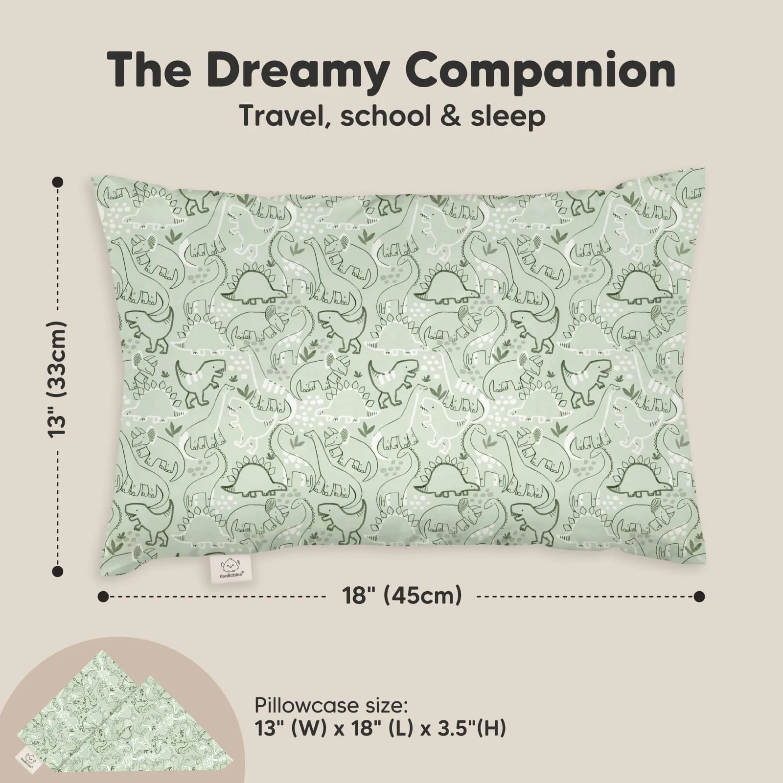 Toddler Pillow with Pillowcase (DinoDood)