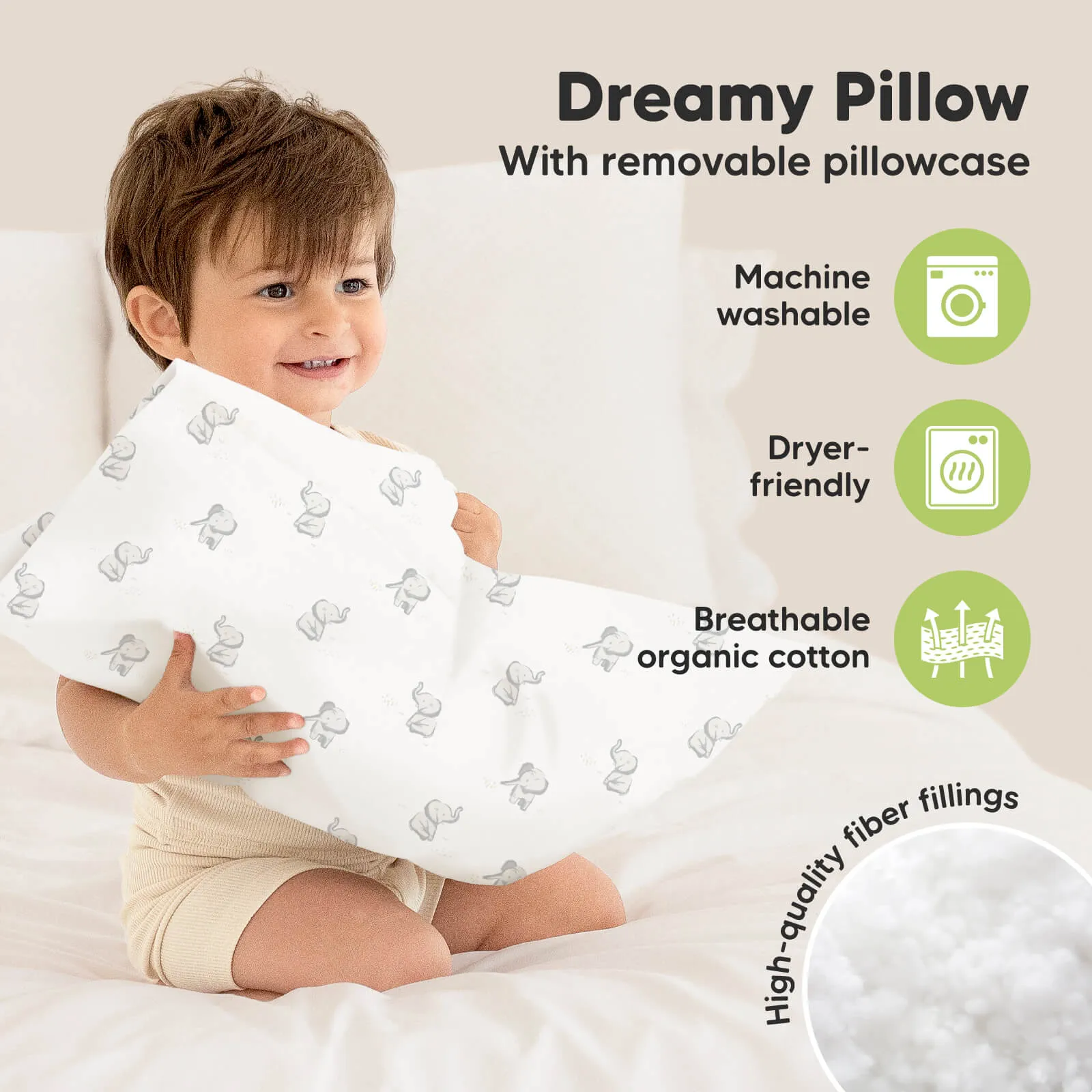 Toddler Pillow with Pillowcase (Elly)