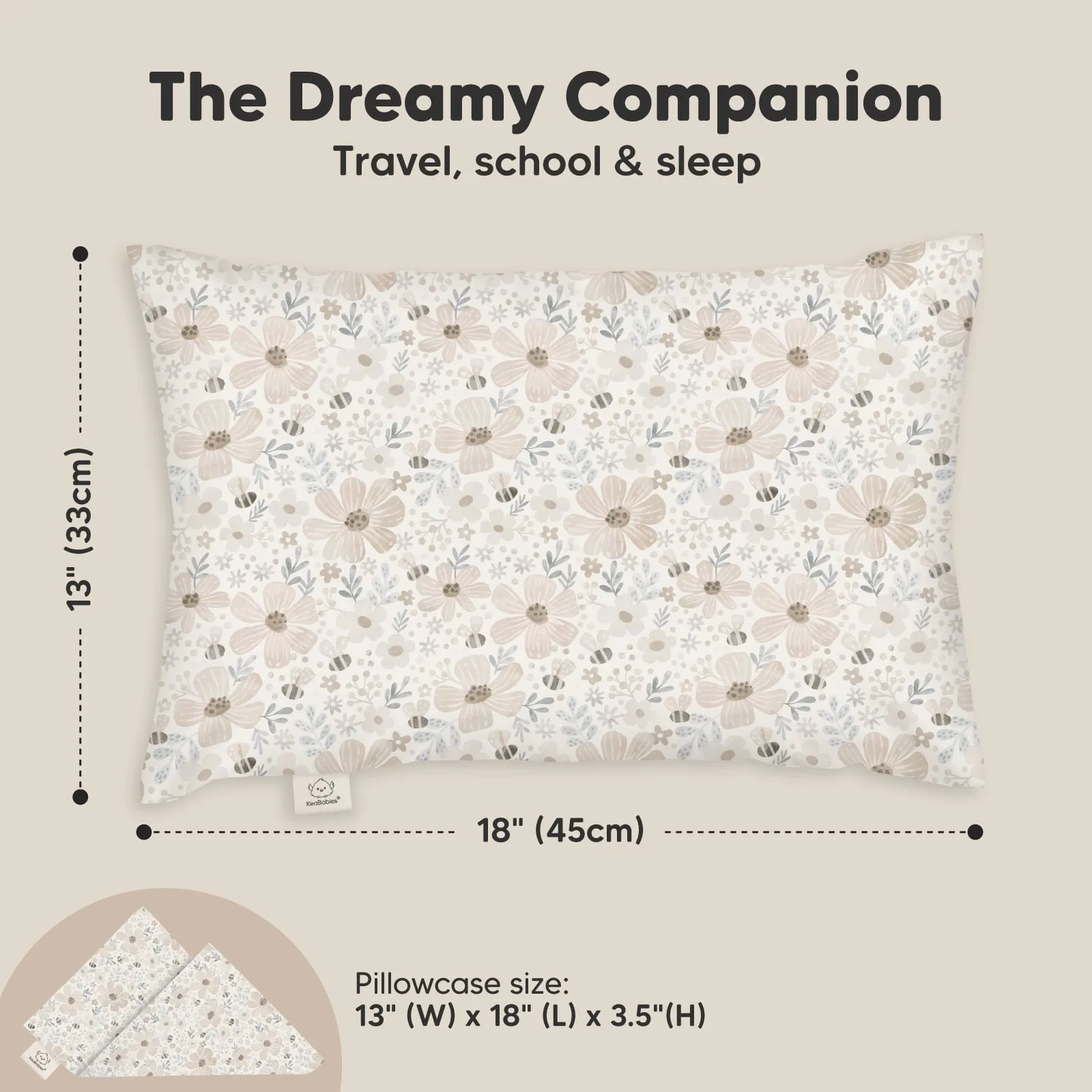 Toddler Pillow with Pillowcase (Flora Vale)