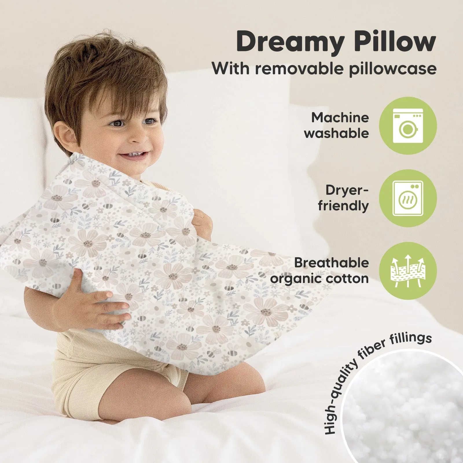 Toddler Pillow with Pillowcase (Flora Vale)