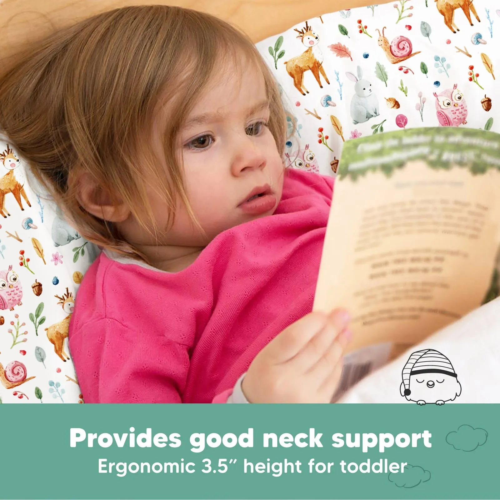 Toddler Pillow with Pillowcase (Forestland)