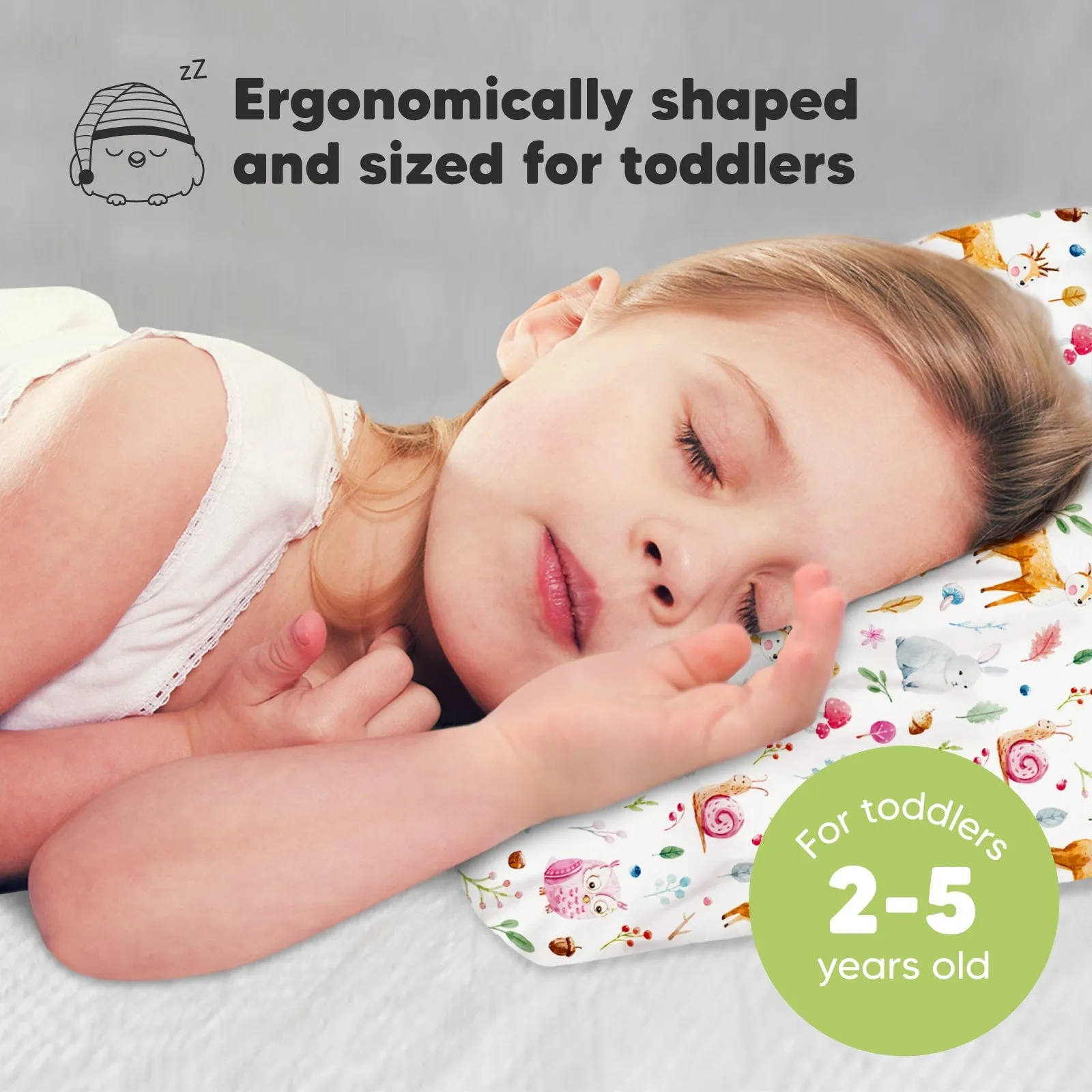 Toddler Pillow with Pillowcase (Forestland)