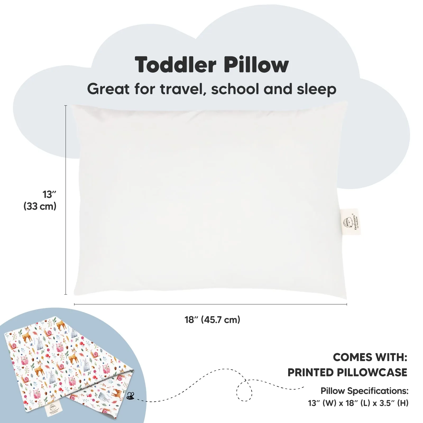 Toddler Pillow with Pillowcase (Forestland)