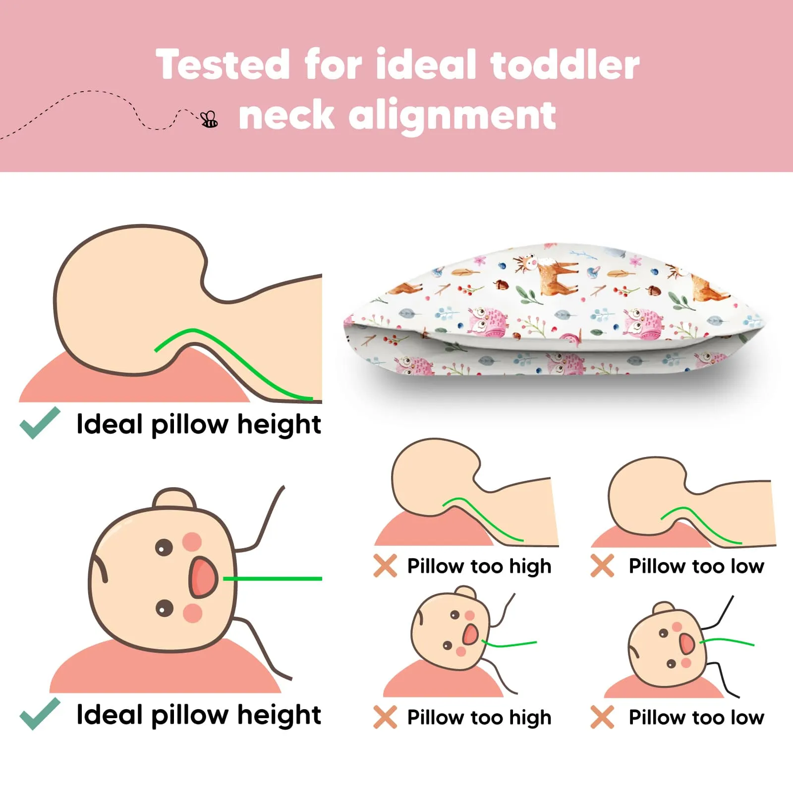 Toddler Pillow with Pillowcase (Forestland)
