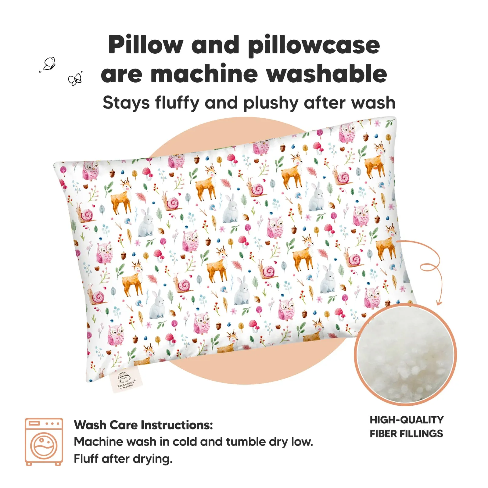 Toddler Pillow with Pillowcase (Forestland)