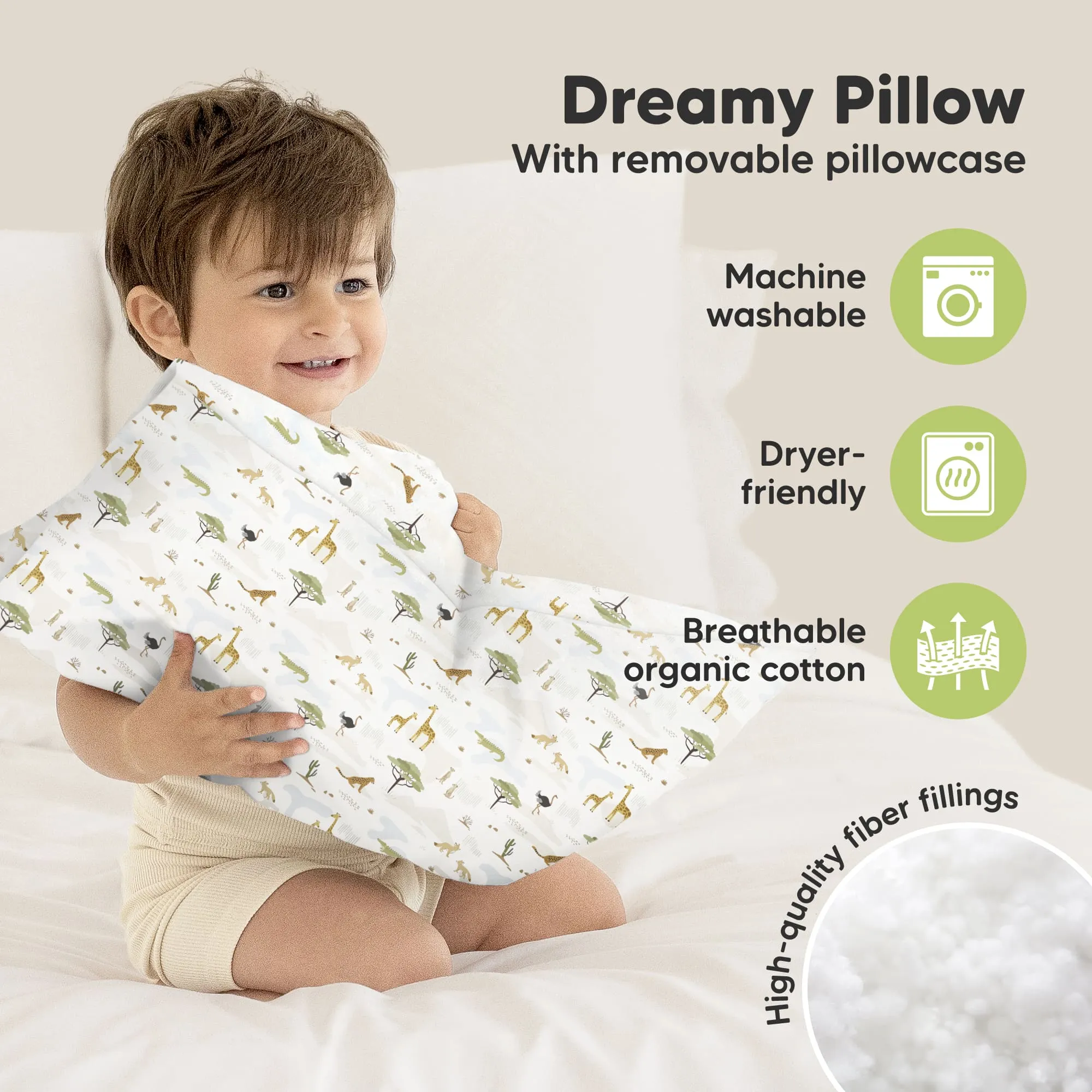 Toddler Pillow with Pillowcase (Grasslands)