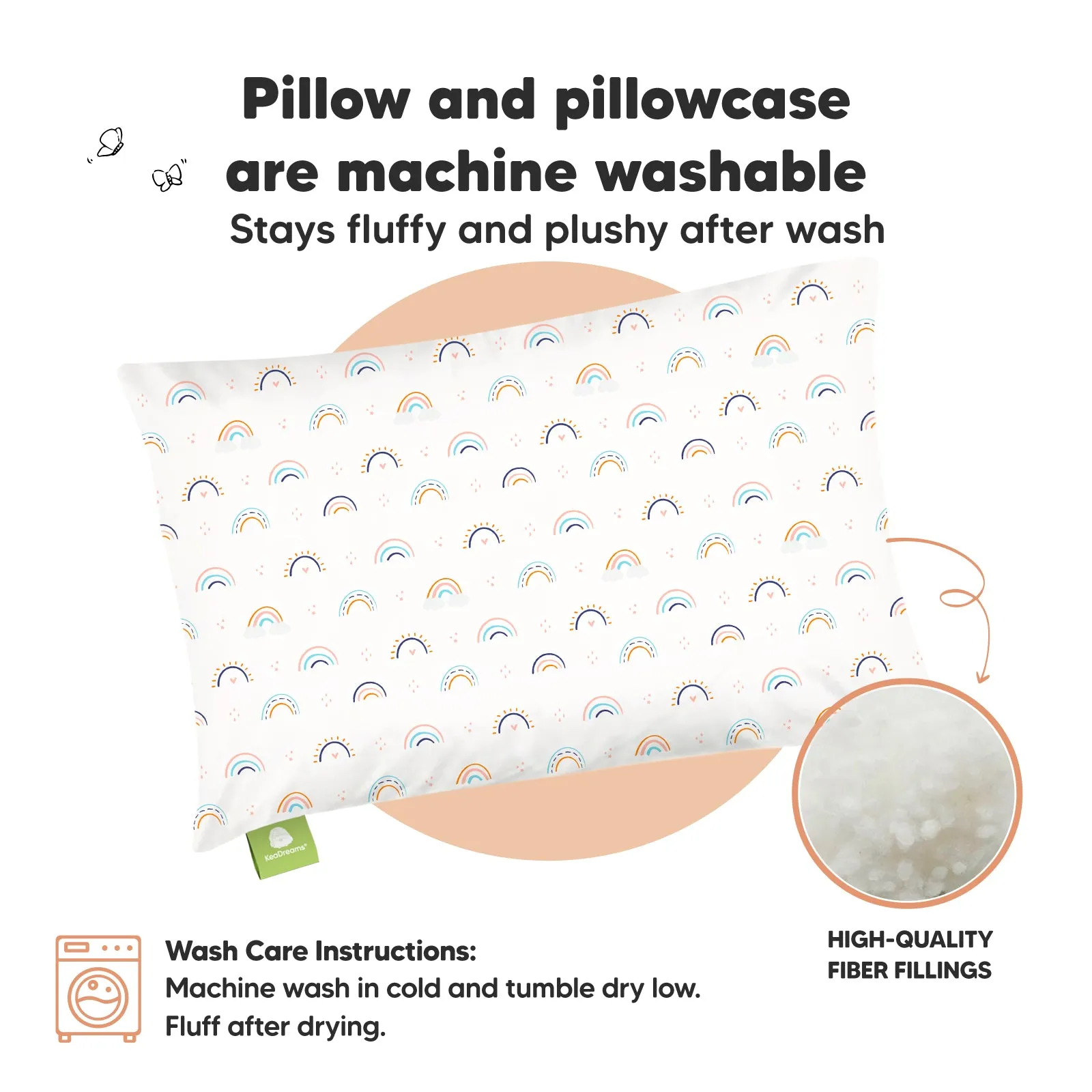 Toddler Pillow with Pillowcase (Jolly Rainbow)