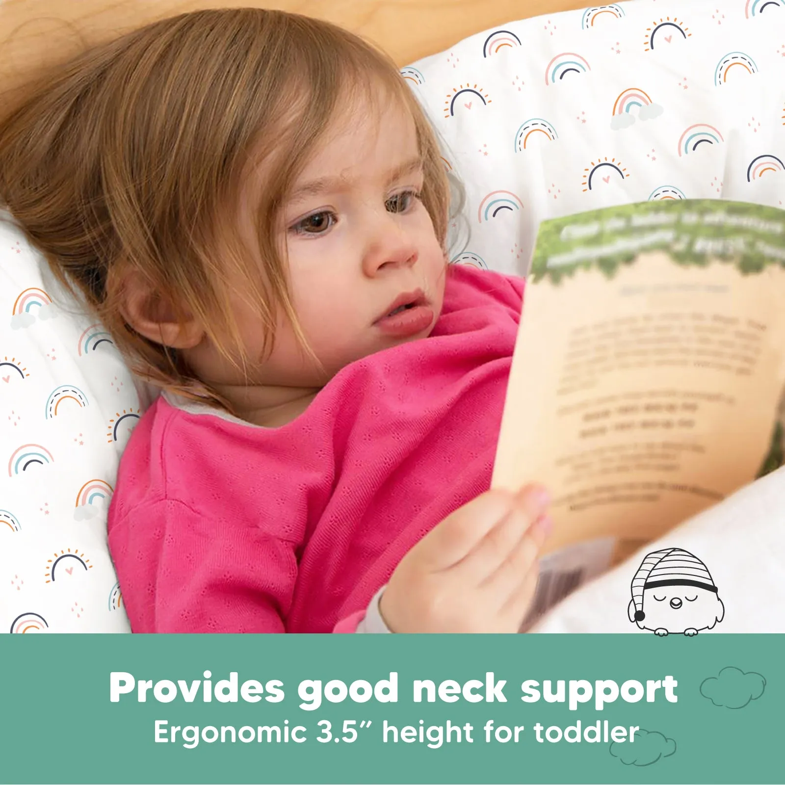 Toddler Pillow with Pillowcase (Jolly Rainbow)