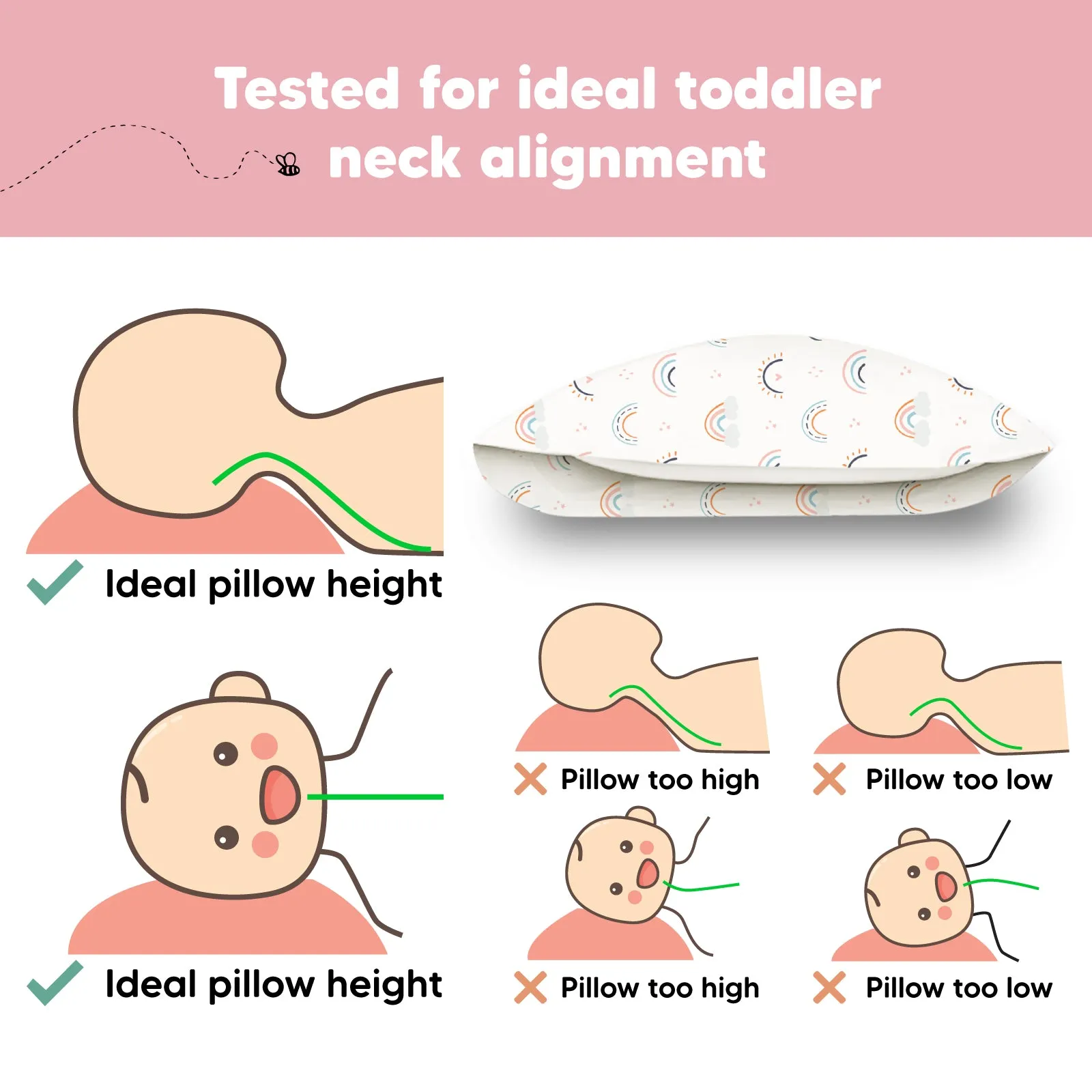 Toddler Pillow with Pillowcase (Jolly Rainbow)