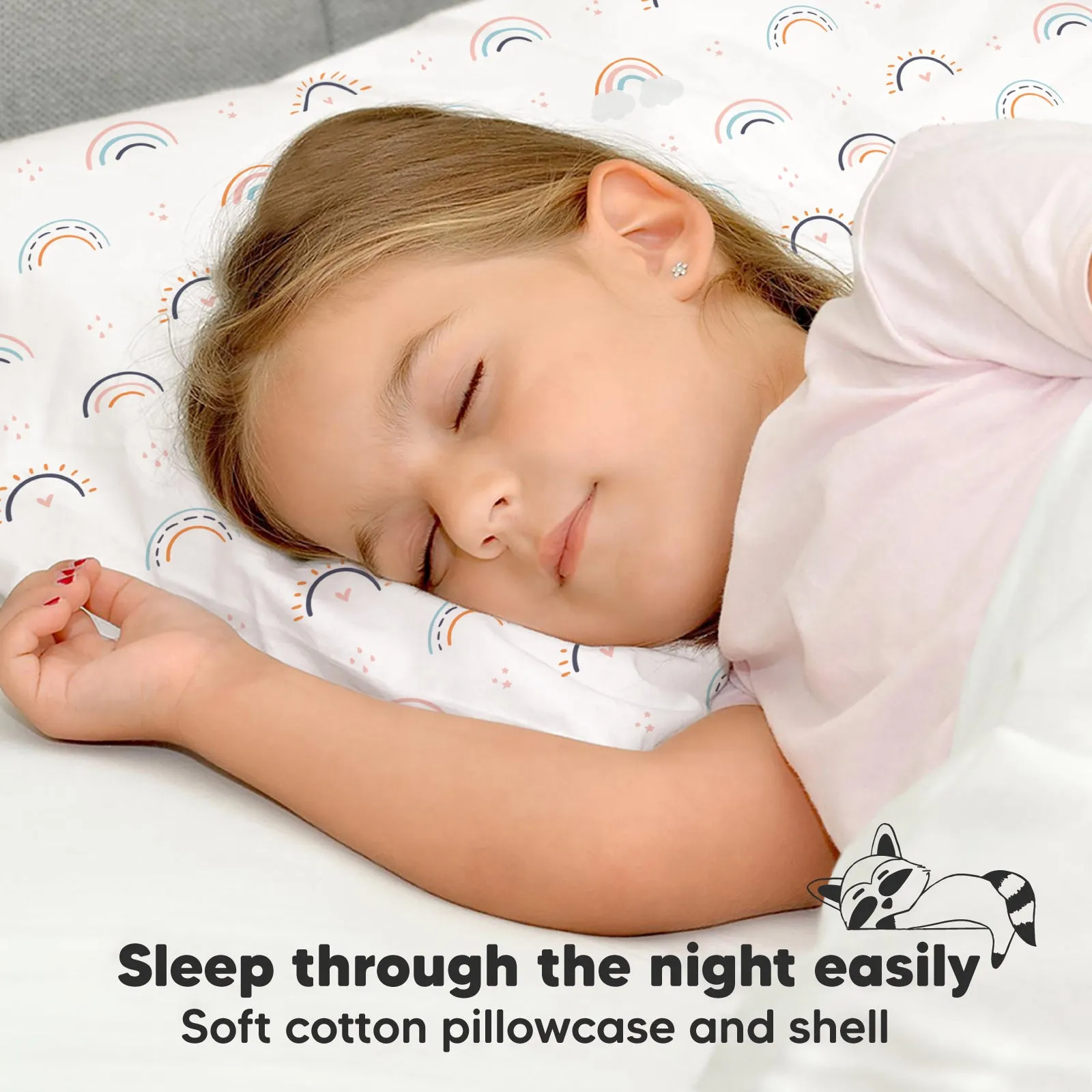Toddler Pillow with Pillowcase (Jolly Rainbow)