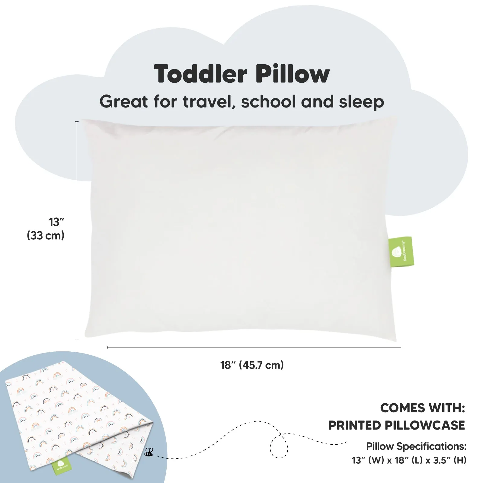 Toddler Pillow with Pillowcase (Jolly Rainbow)