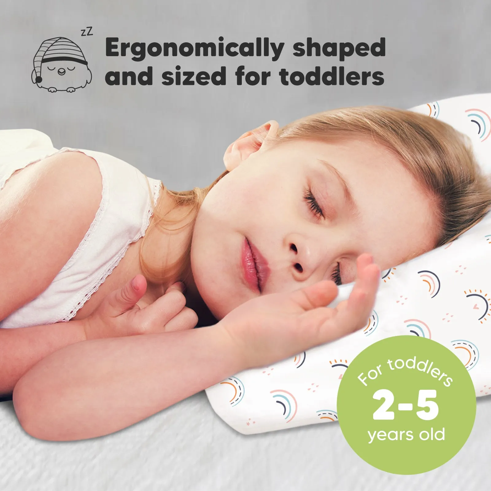 Toddler Pillow with Pillowcase (Jolly Rainbow)