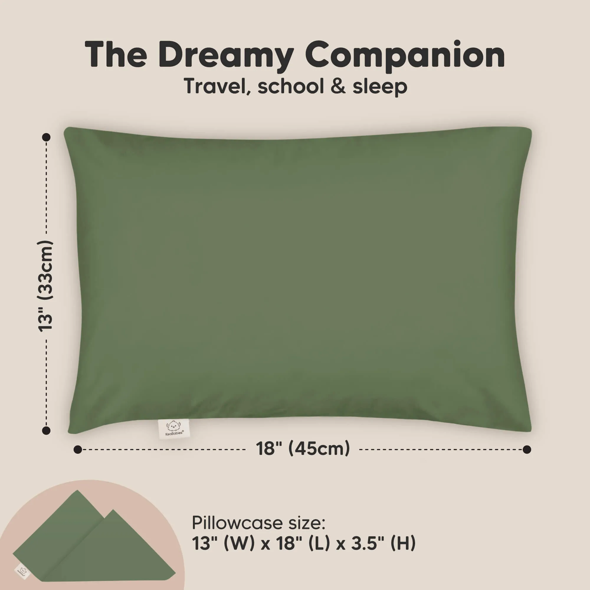 Toddler Pillow with Pillowcase (Jungle Green)